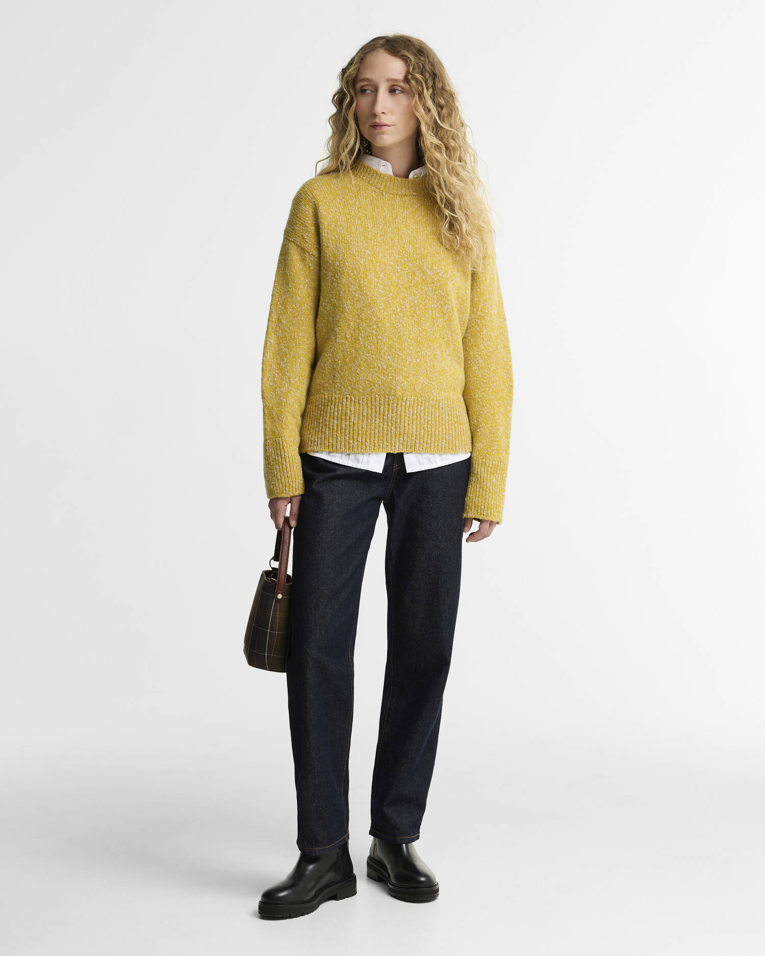 Chester Made in Scotland Wool Crew-Neck Jumper Mustard image number 1