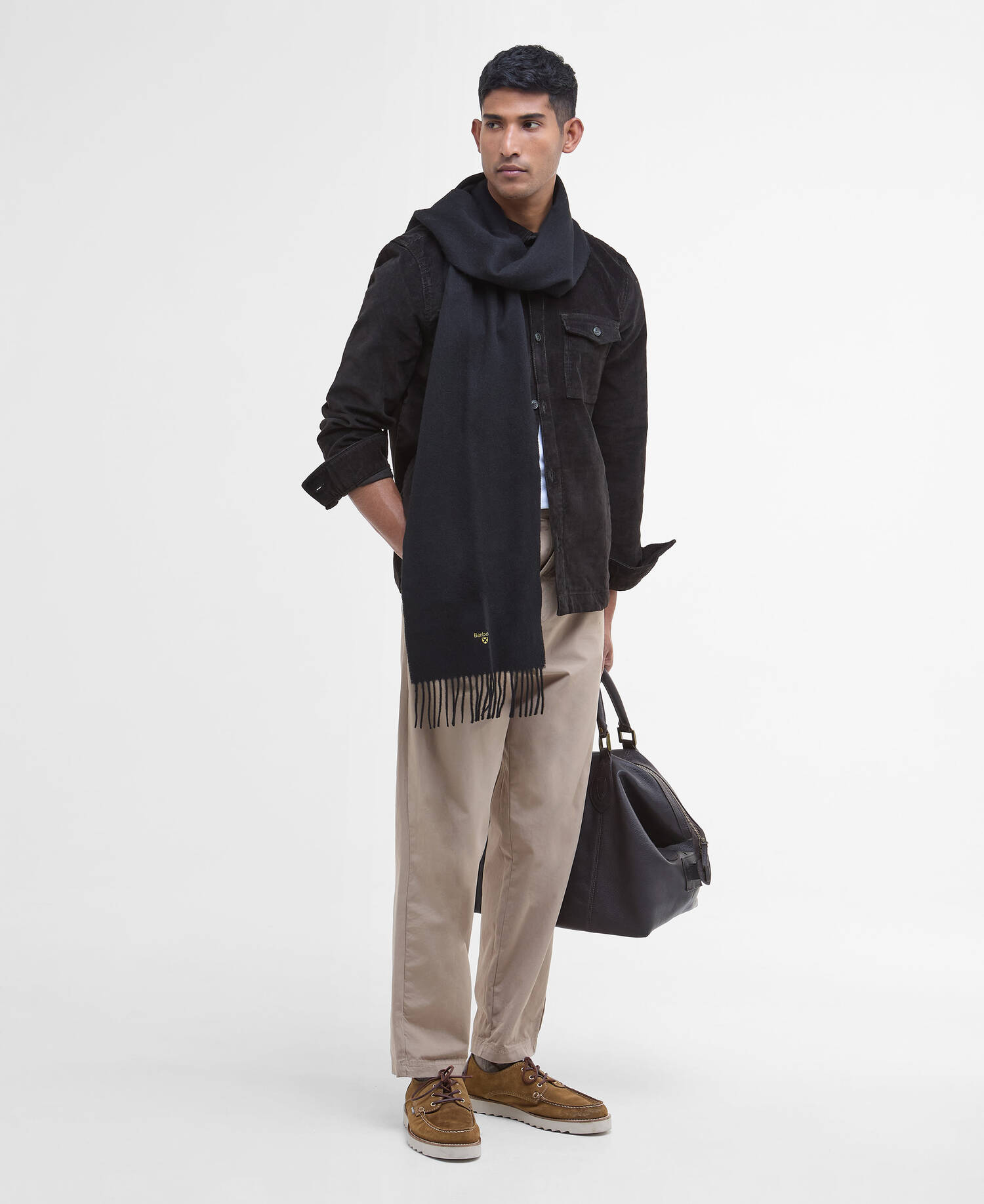 Plain Lambswool Scarf Classic Black image number 1