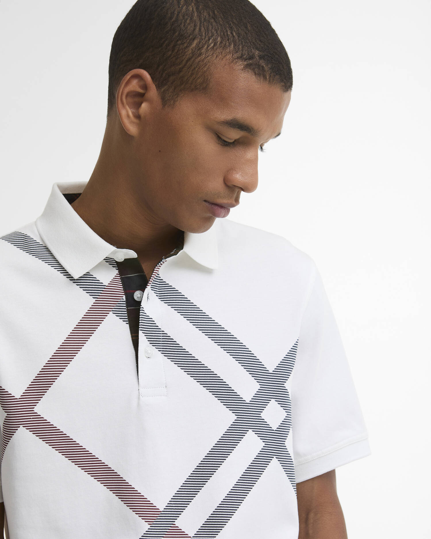 Tartan Bias Tartan Tailored Polo Shirt White image number 3