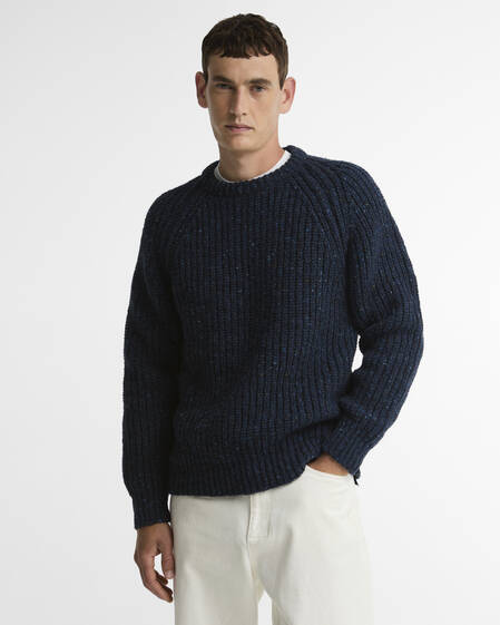 Donegal Wool Made in Scotland Crew-Neck Jumper Navy