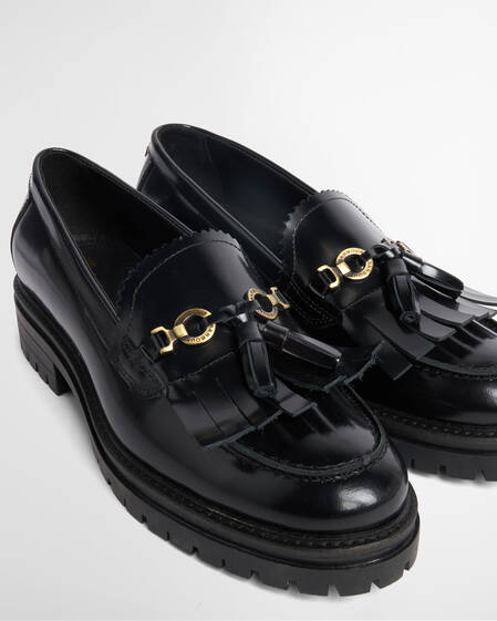 Ava Leather Loafers Black Glace