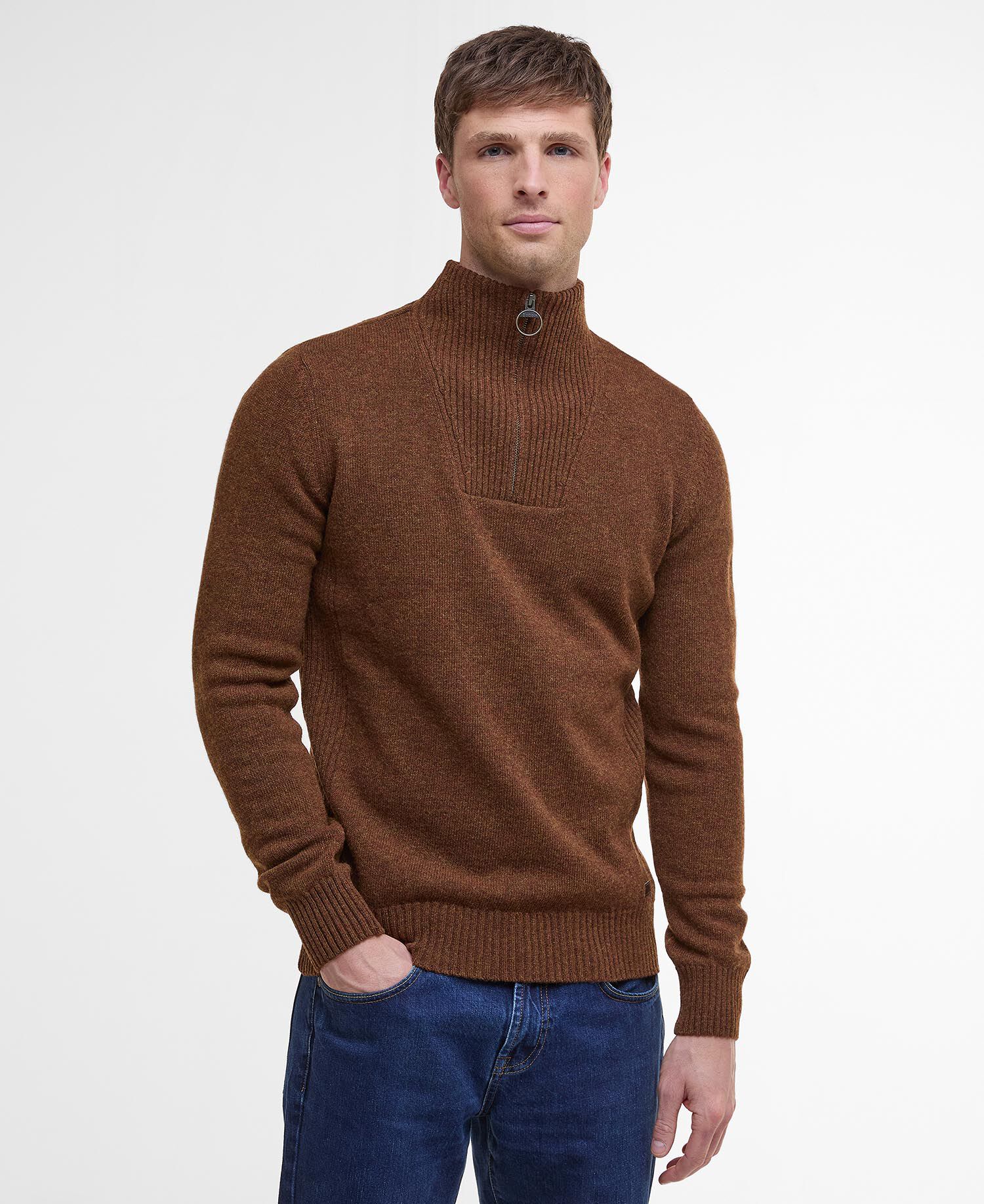 Nelson Essential Quarter-Zip Jumper Dark Sand