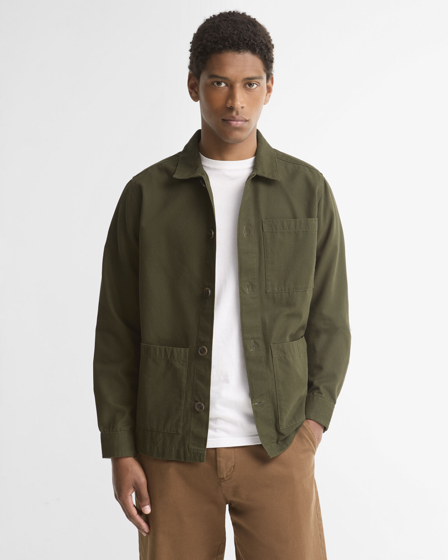 Barbour Overshirt Tartan Trimmed Washed Mushroom