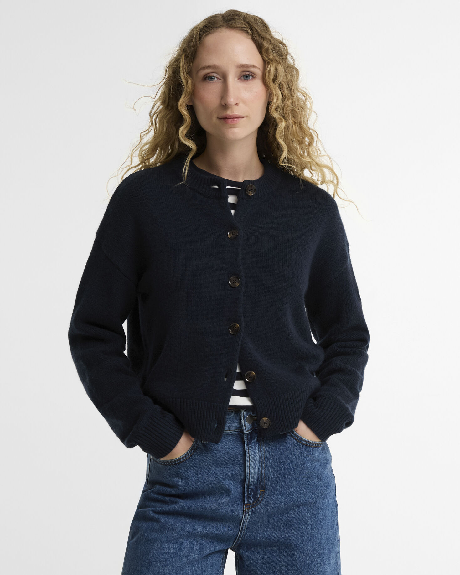 Cardigan Woodhouse in misto cashmere Navy