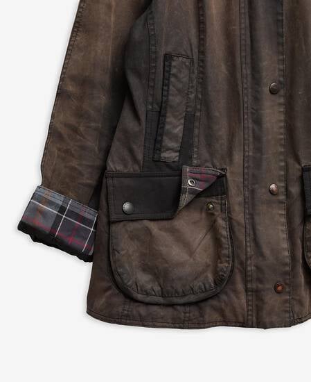 Barbour Re-Loved Beadnell Waxed Jacket - Size 12 Black
