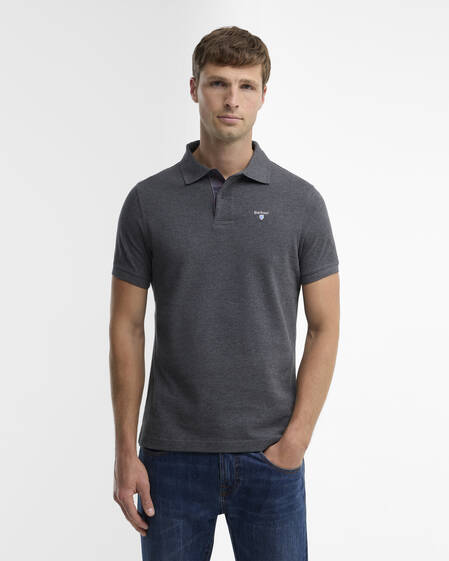 Tartan Pique Polo Shirt Slate Marl