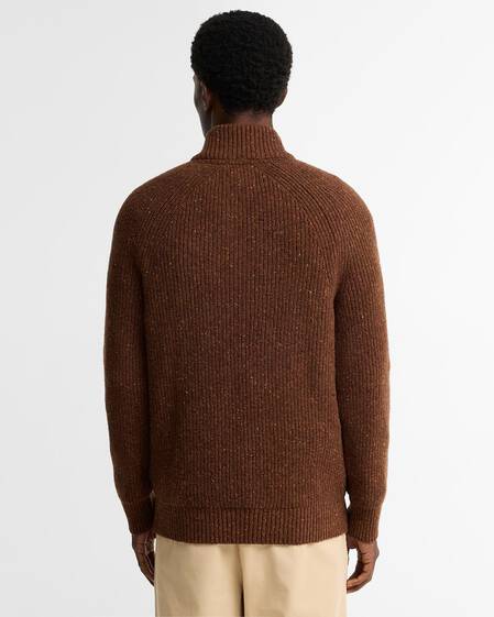 Essentials Fleck Wool Half-Zip Jumper Bracken