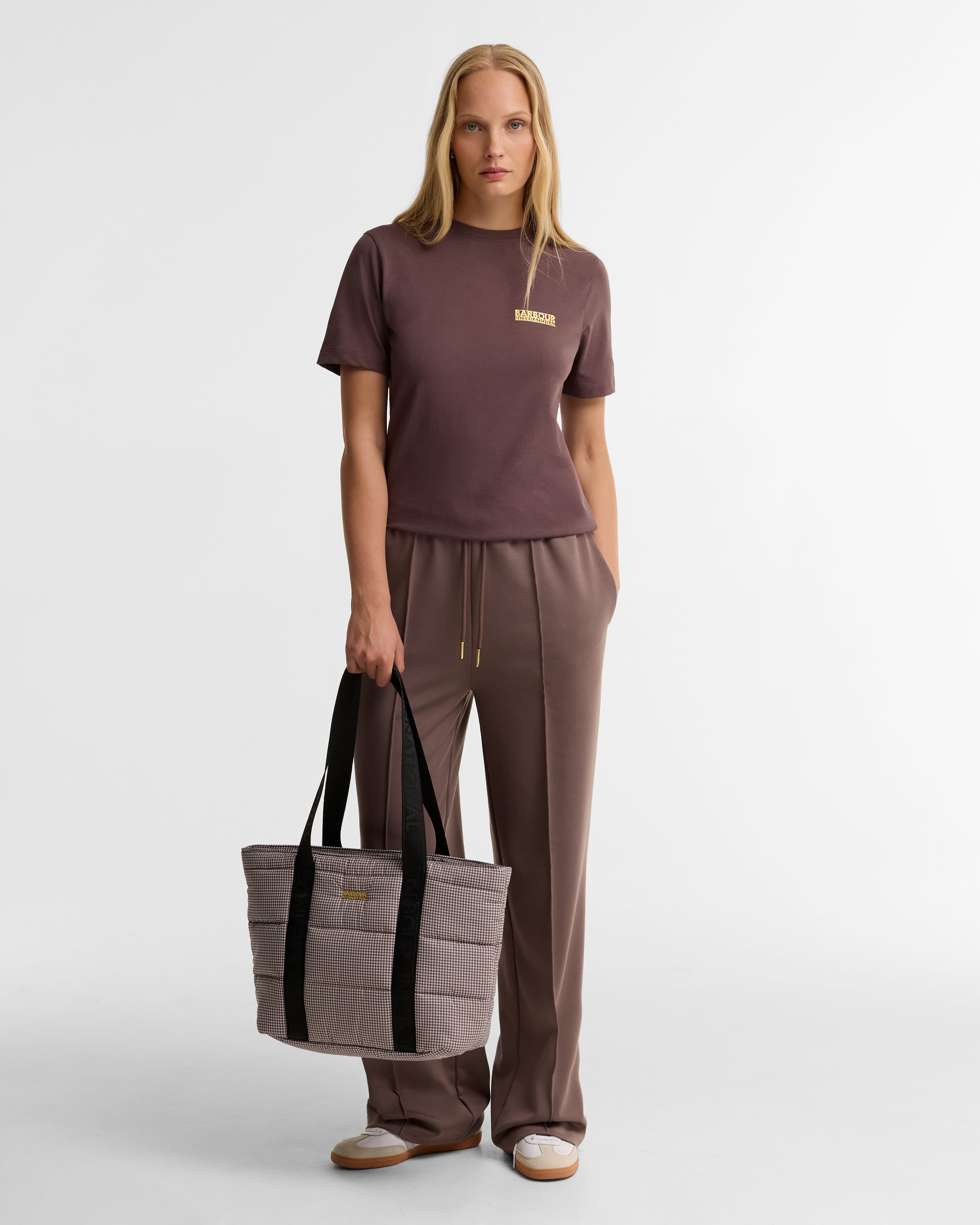 Monaco Check Baffle Quilted Tote Bag Truffle Check