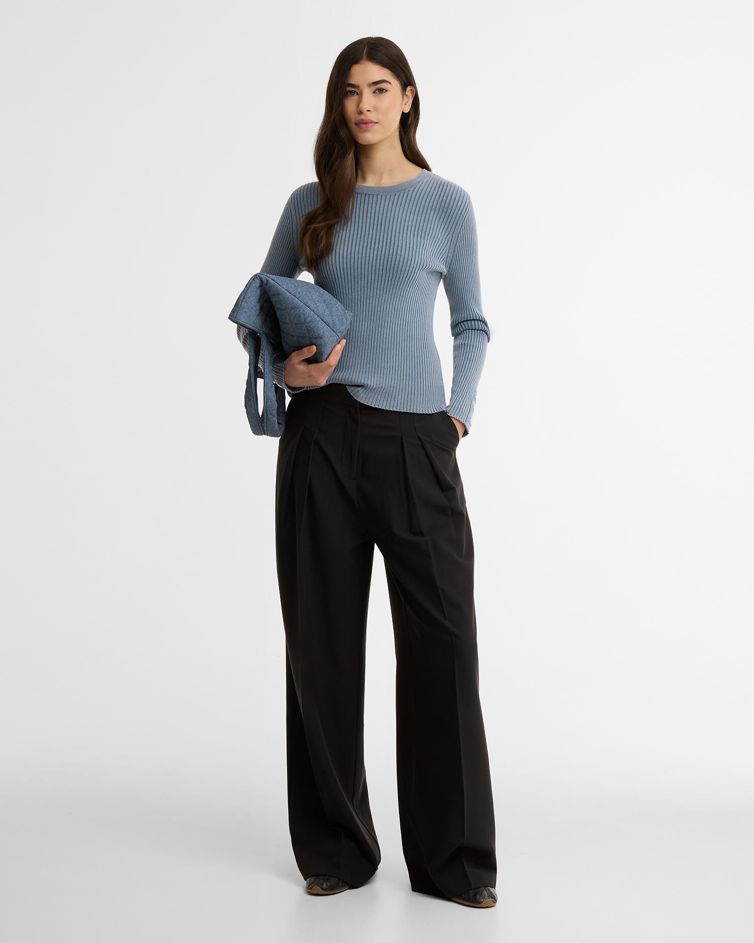 Seren Rib-Knit Jumper Washed Pearl Blue