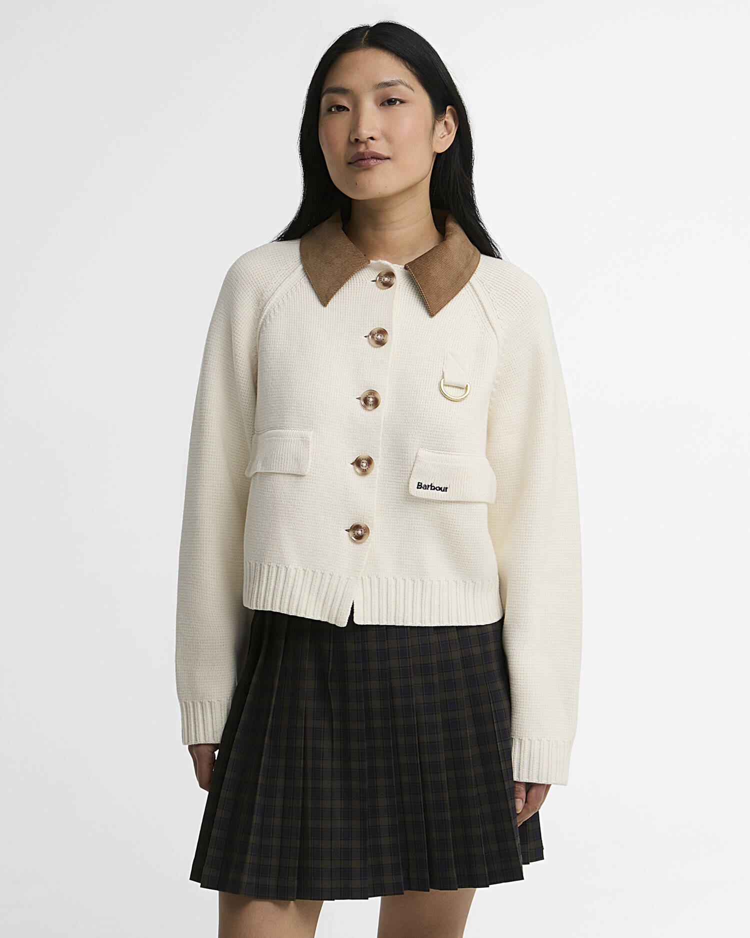 Barbour Strickjacke Alverstone Ecru image number 0
