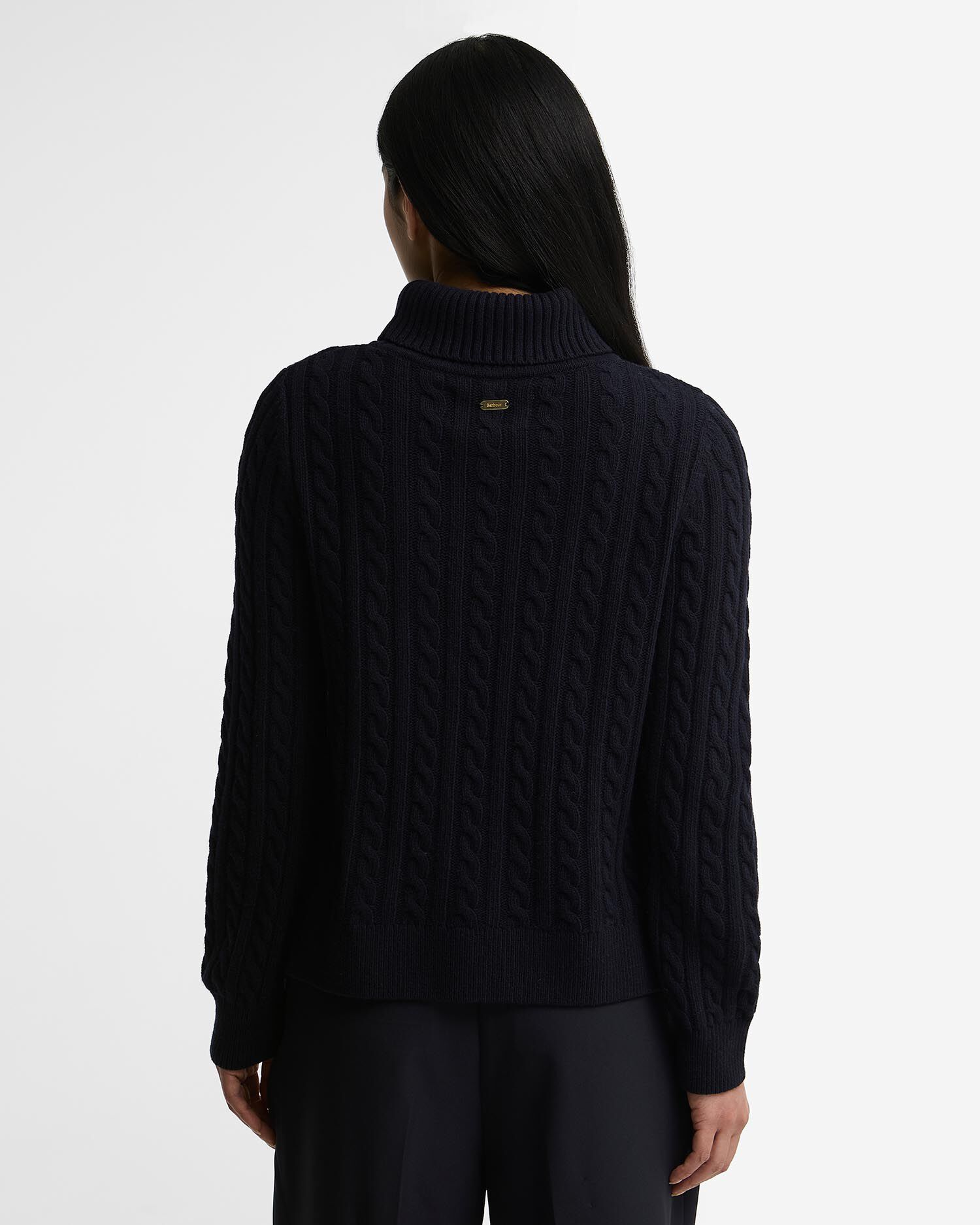 Ambleside Cable-Knit Rollneck Jumper Navy