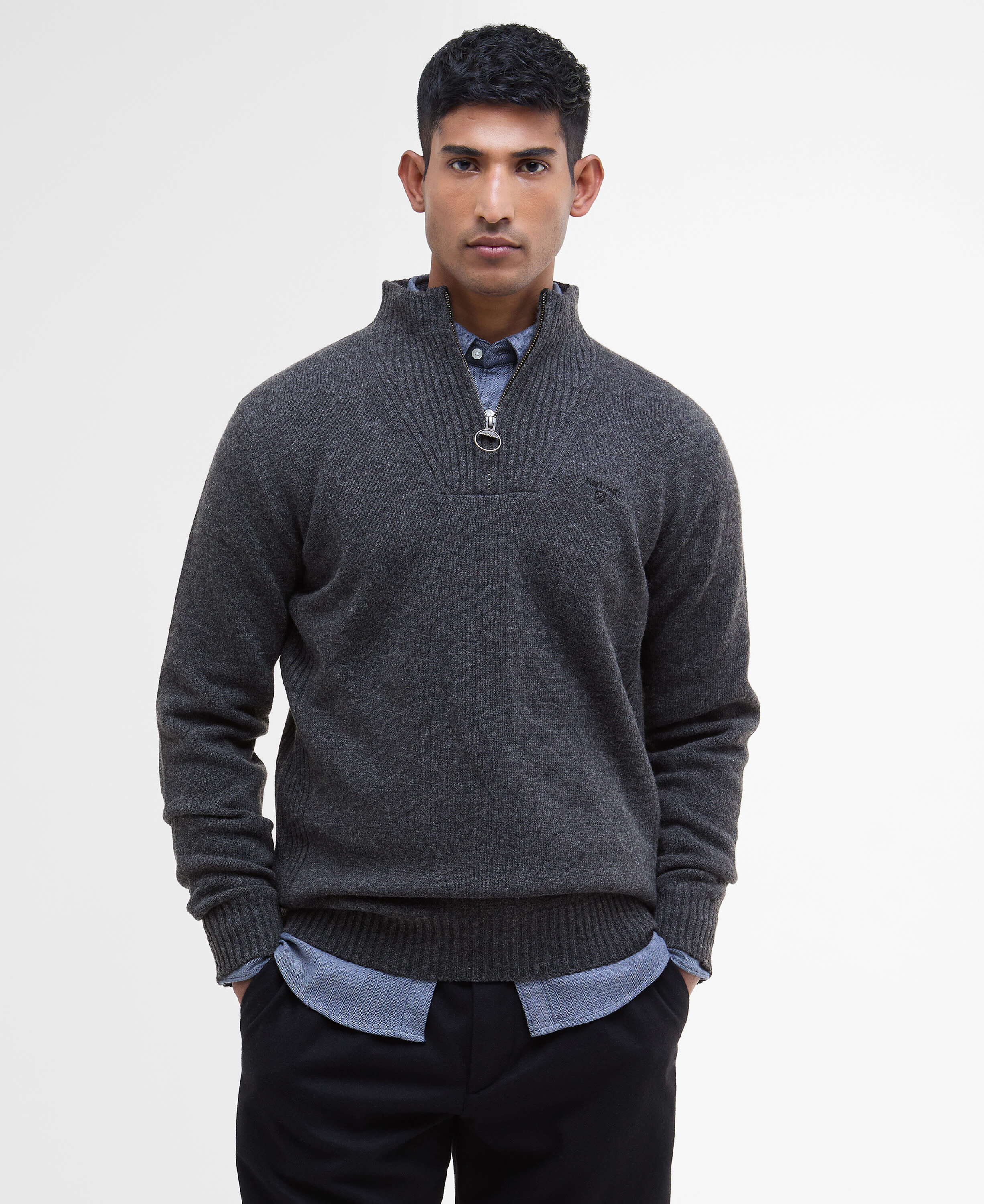 Essential Quarter-Zip Jumper Charcoal