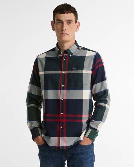 Dunoon Tartan Tailored Long-Sleeved Shirt Evergreen Tartan