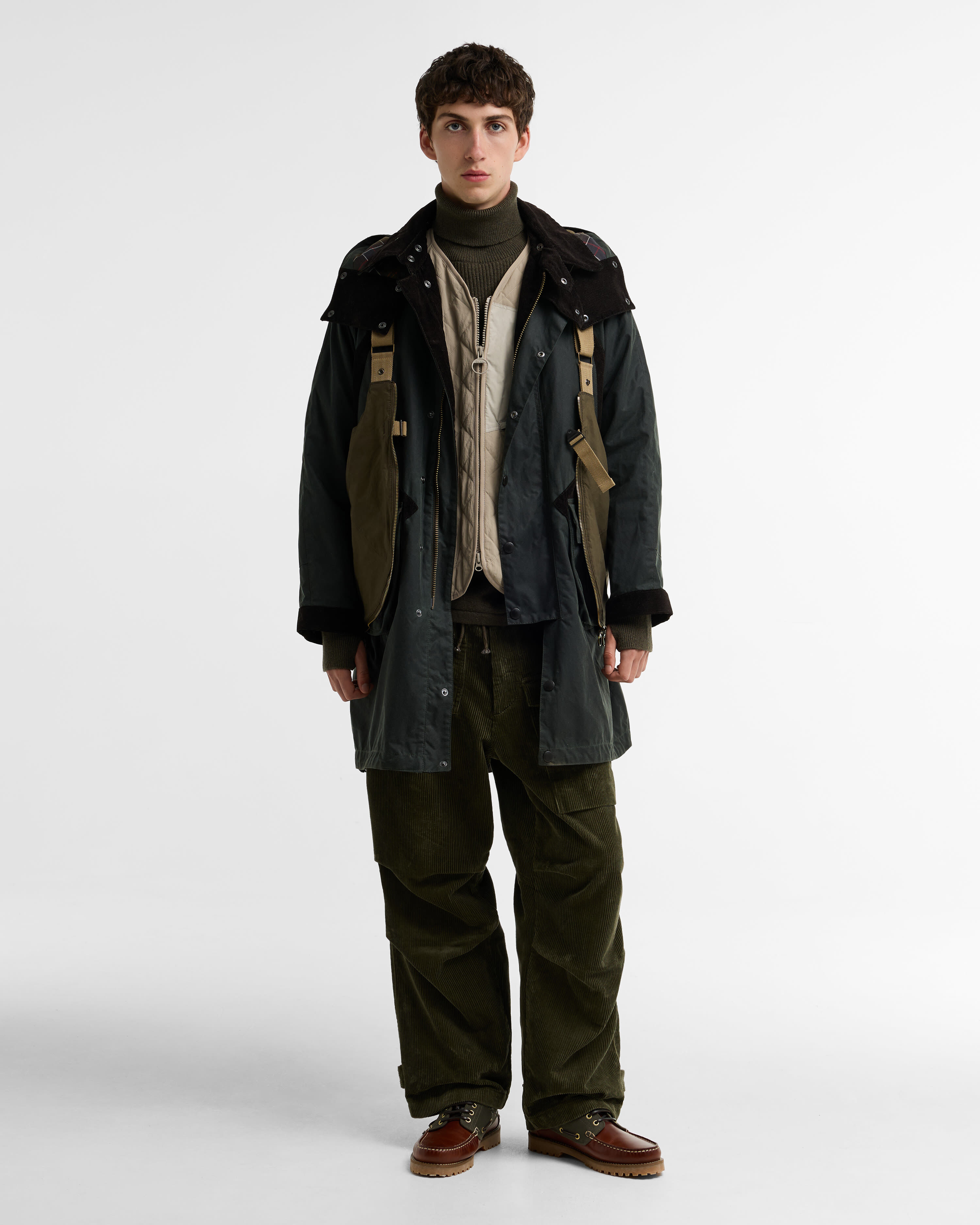 Barbour x Norbit Long Waxed Jacket Sage