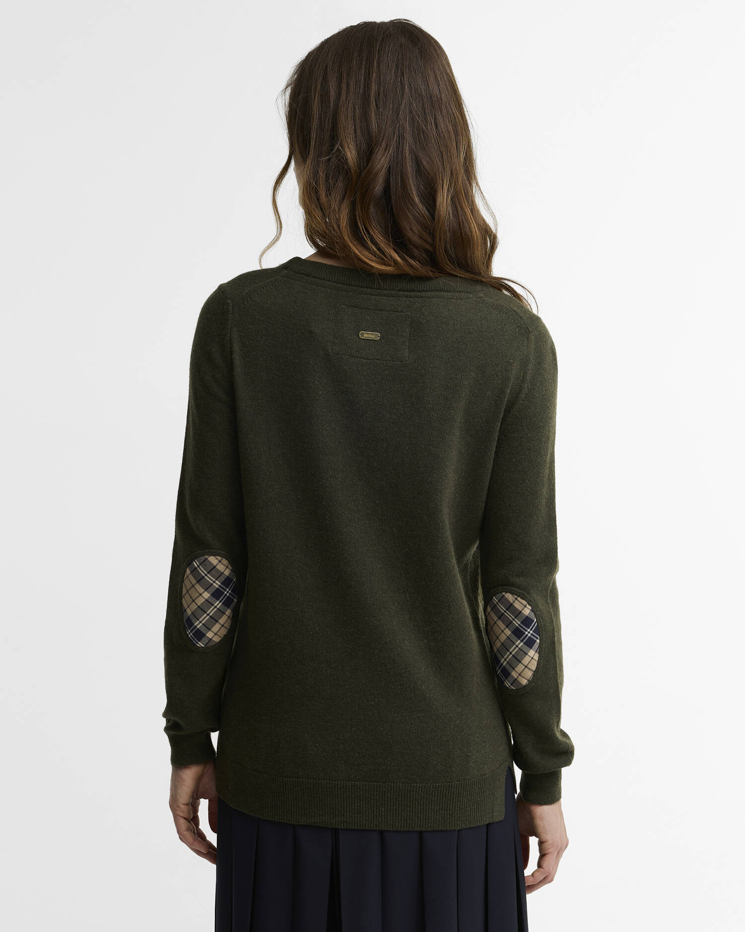 Pendle Crew Neck Jumper Olive/Birchwood Tartan image number 2