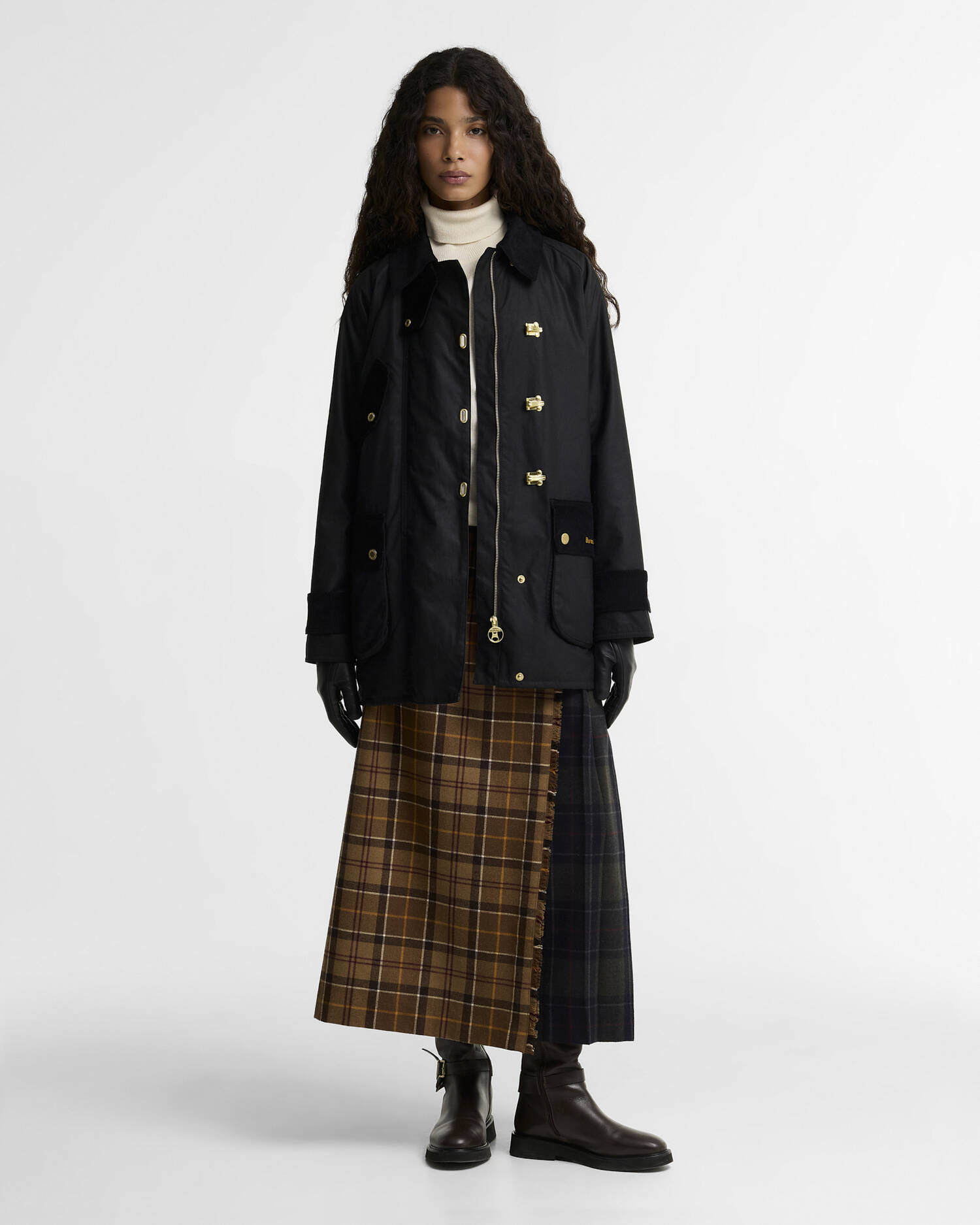 Felton Waxed Jacket Black/Mixed Tartan image number 1