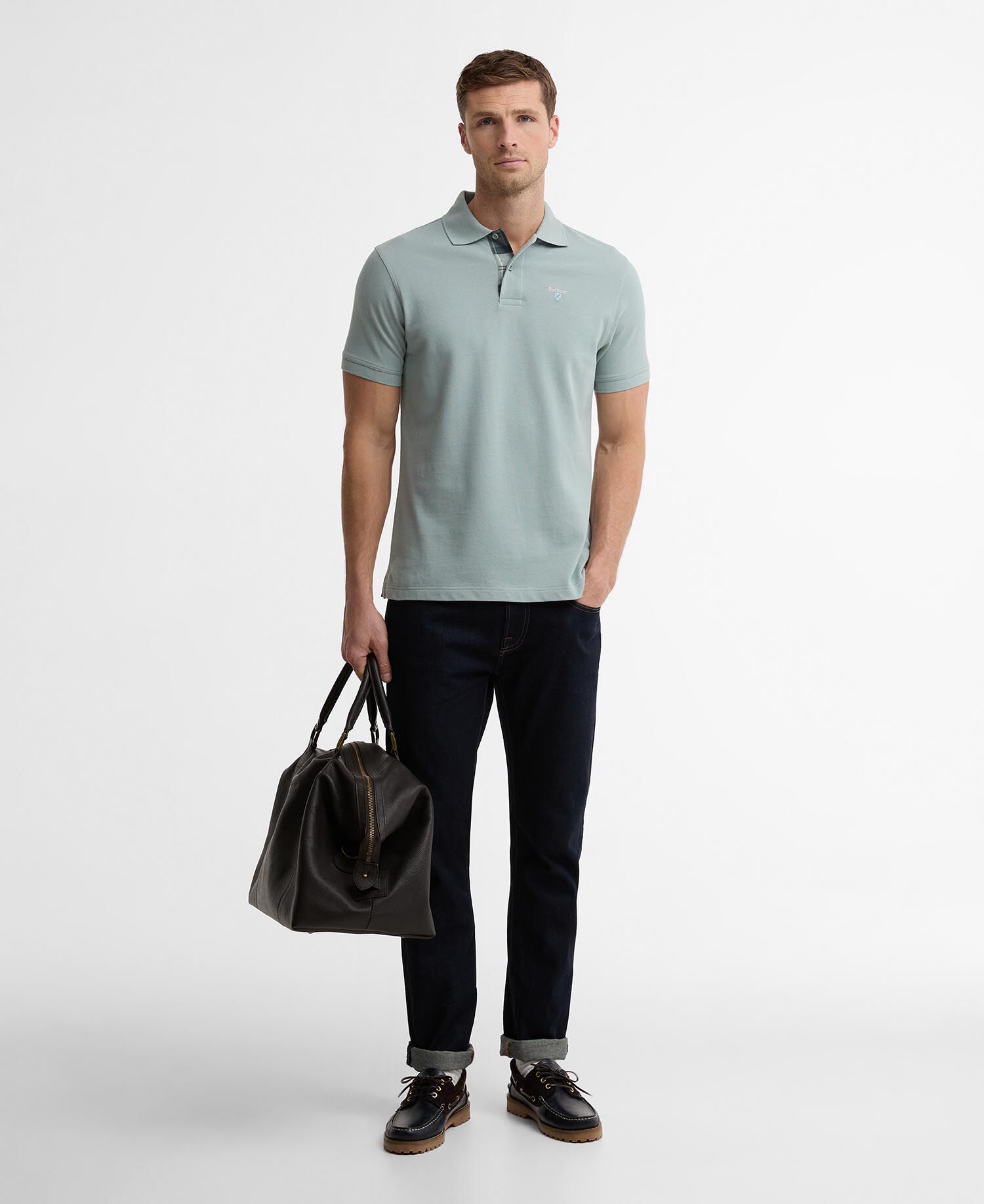Poloshirt Tartan Piqu&eacute; Tailored Dusty Slate