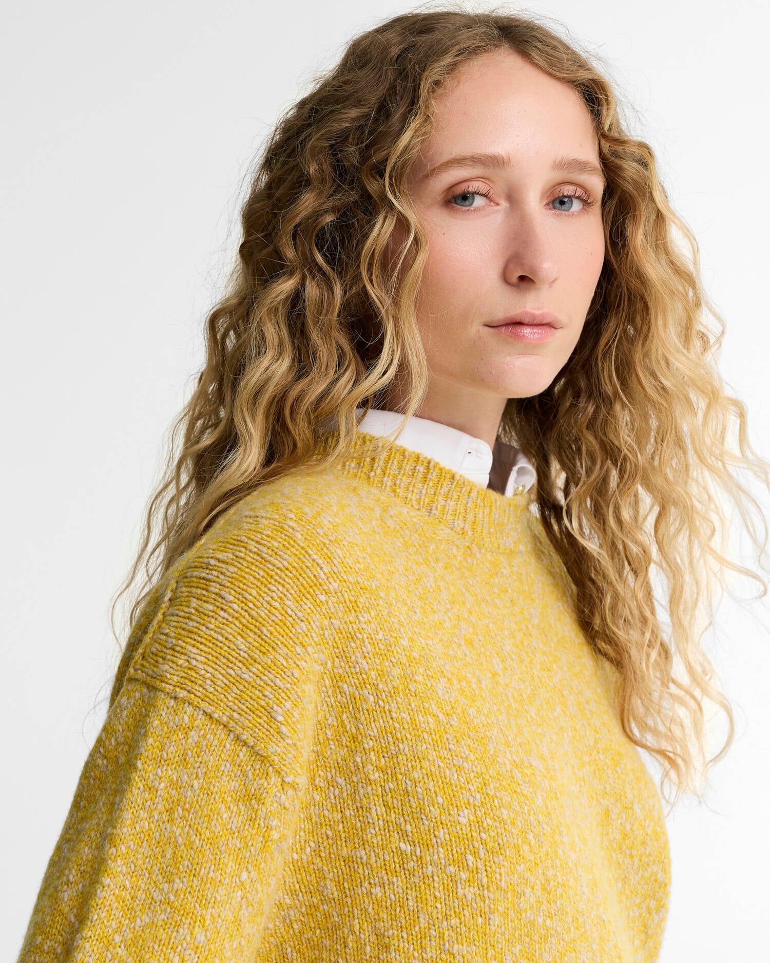 Chester Made in Scotland Wool Crew-Neck Jumper Mustard image number 3