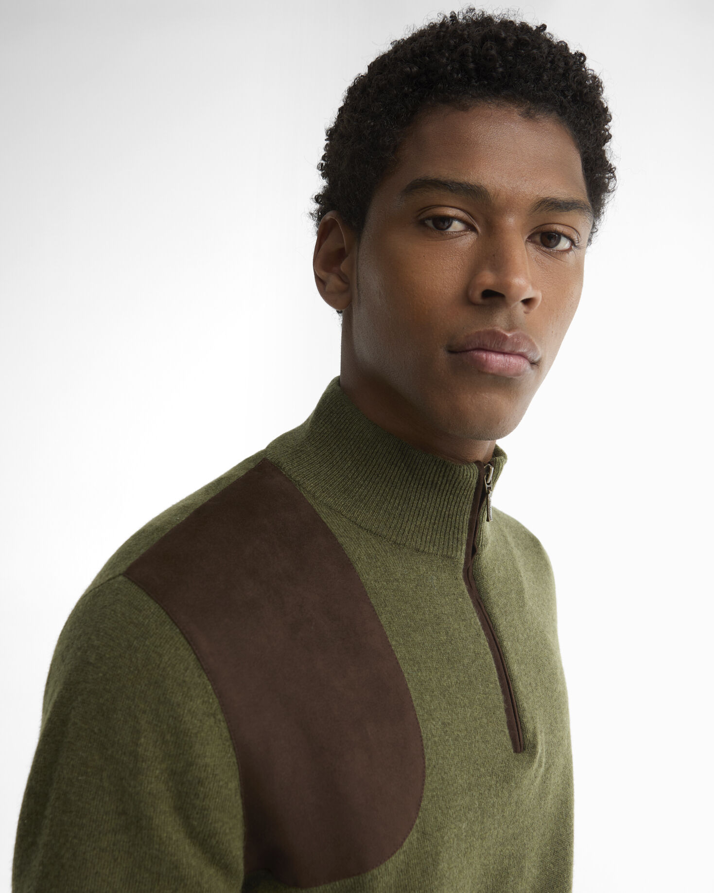Whitworth Wool-Cashmere Half-Zip Jumper Sage