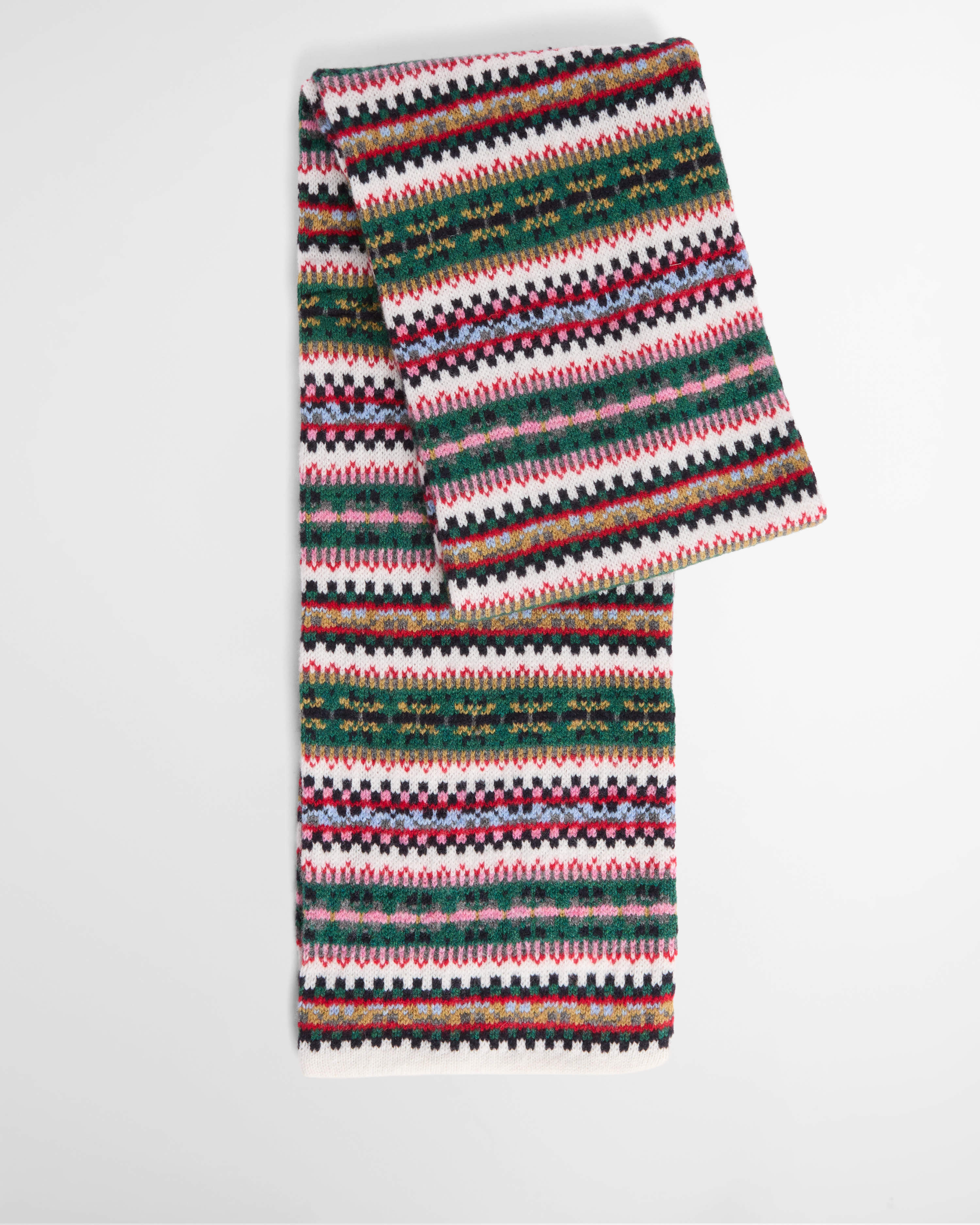 Fair Isle Made in Scotland Scarf Whisper White