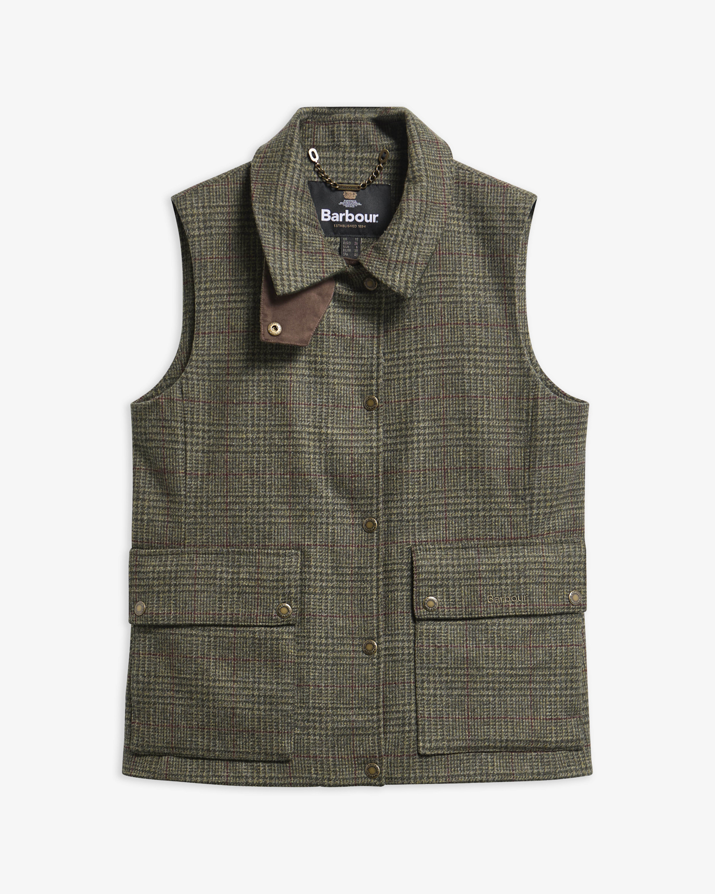 Joyce Wool Gilet Olive Price Of Wales Check
