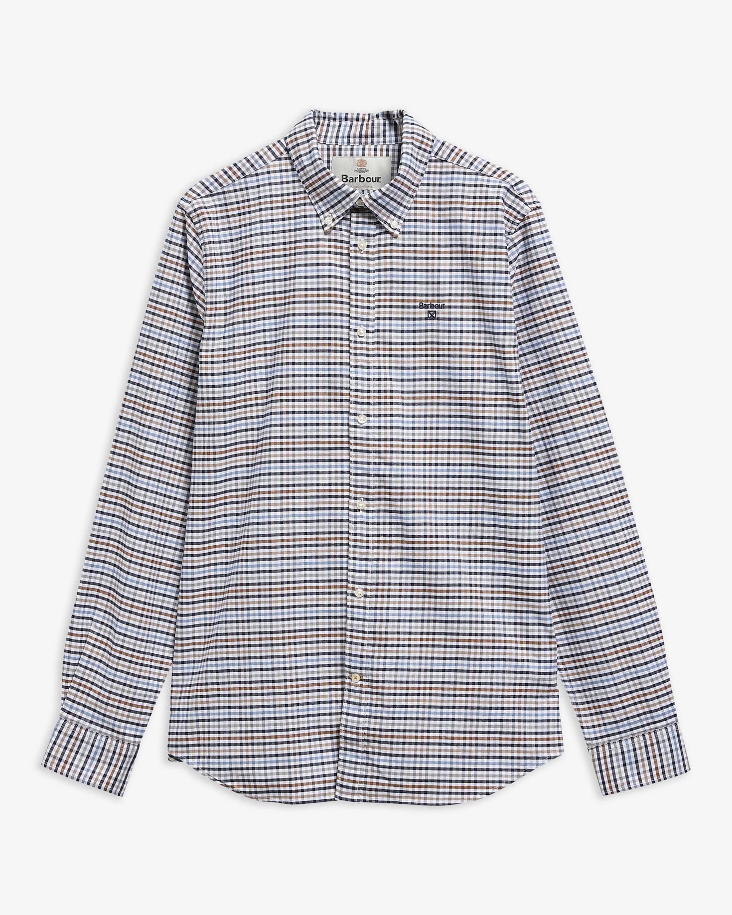 Rickwood Tailored Gingham Long-Sleeved Shirt Stone