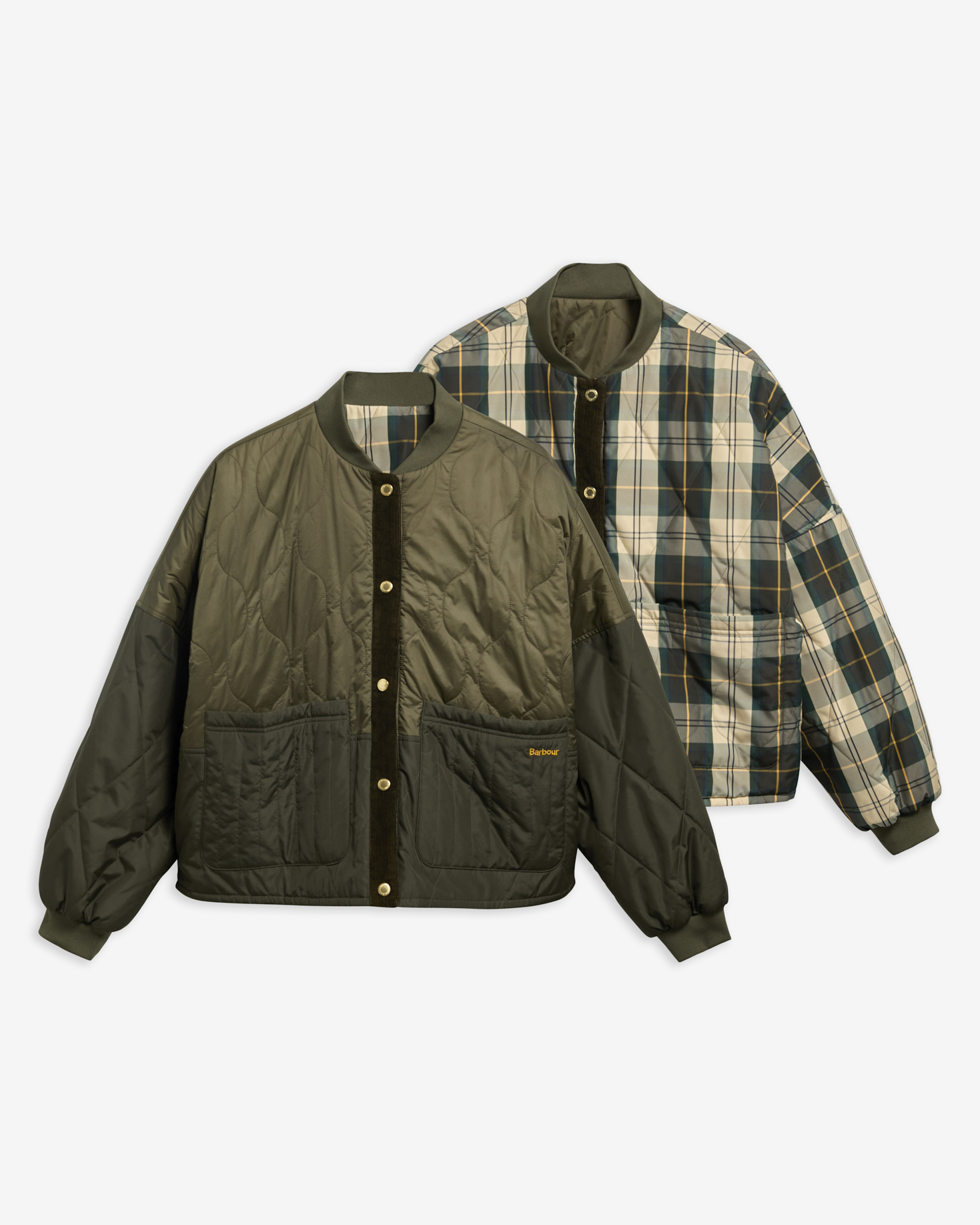 Barbour Steppjacke Ravenshill Reversible Olive/Fern/Ancient