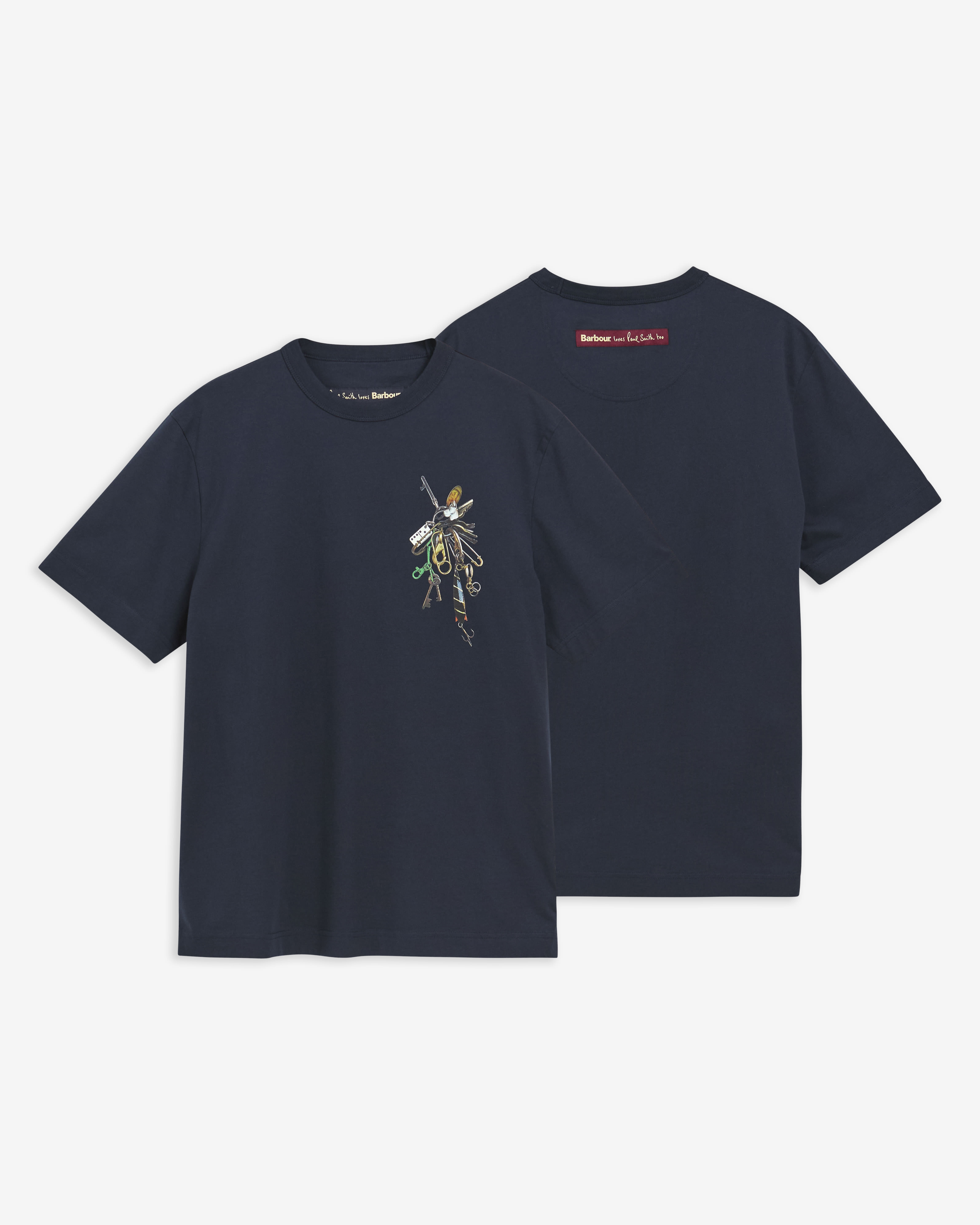 Paul Smith Loves Barbour T-Shirt Key Graphic Navy