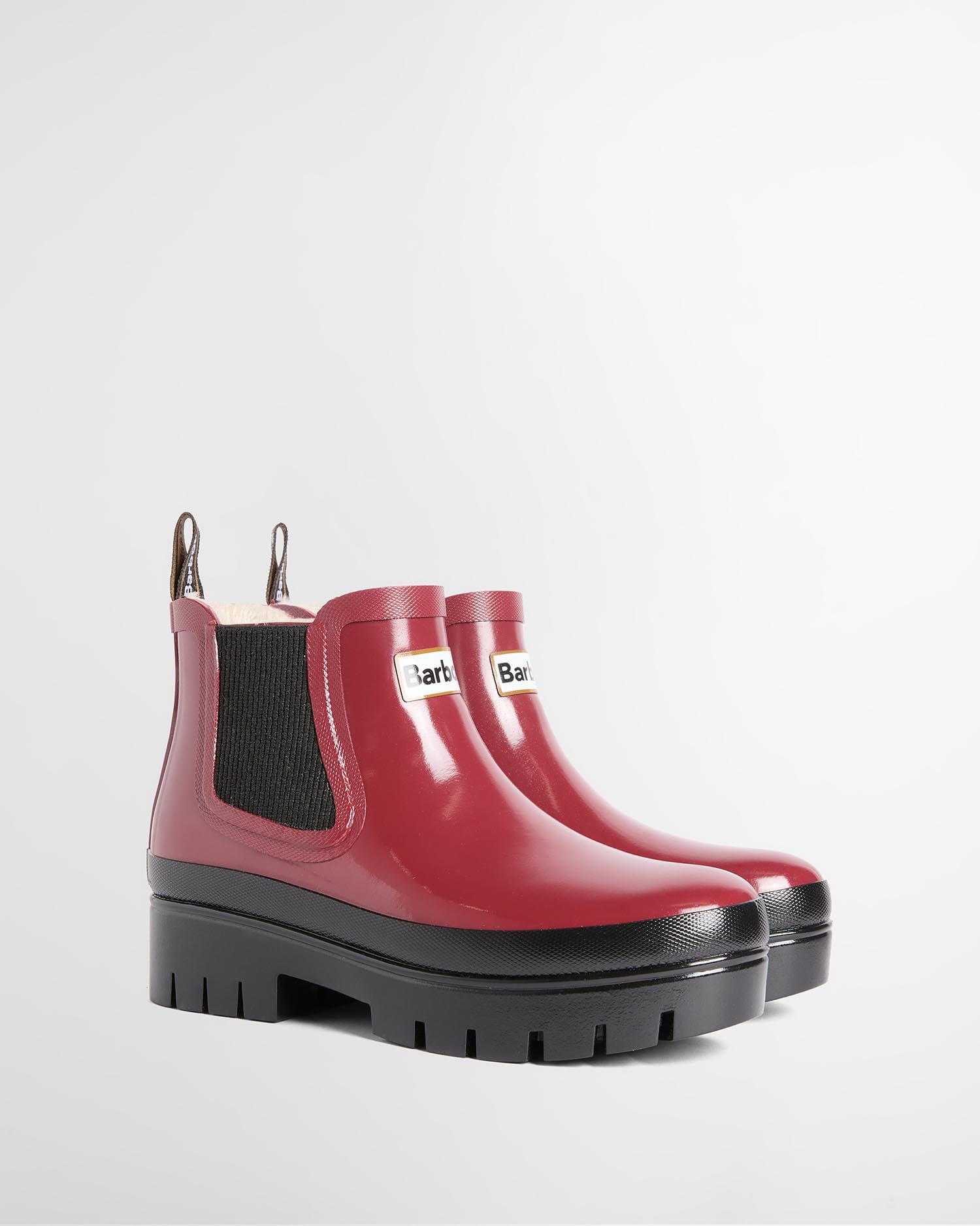 Barbour Gummistiefel Halton mit Kunstfellfutter Cranberry Gloss