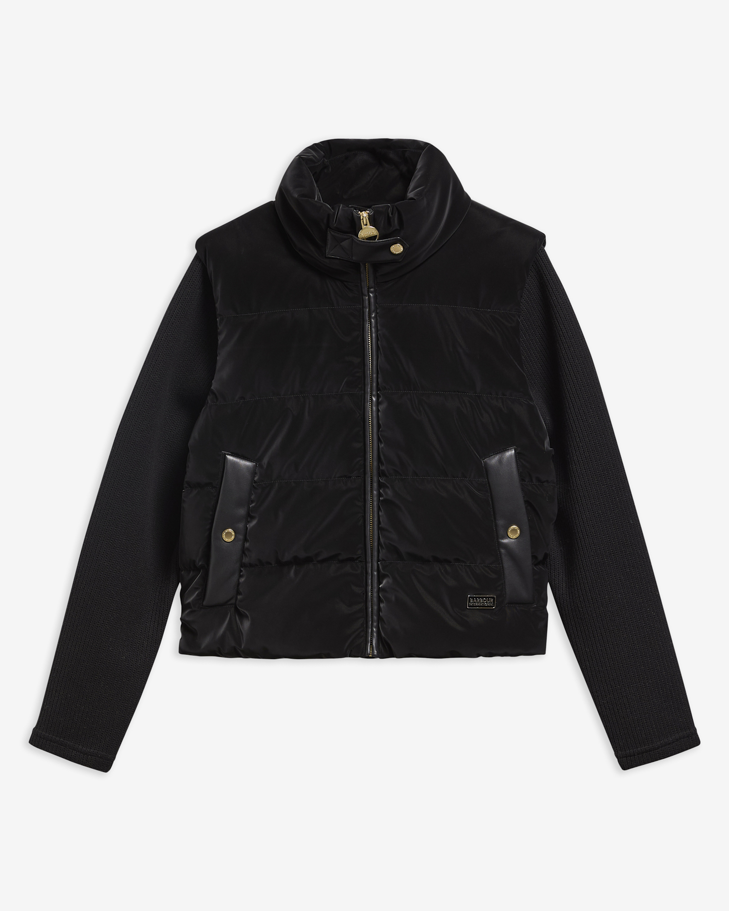 Balaton Faux-Velvet Quilted Sweatshirt Black