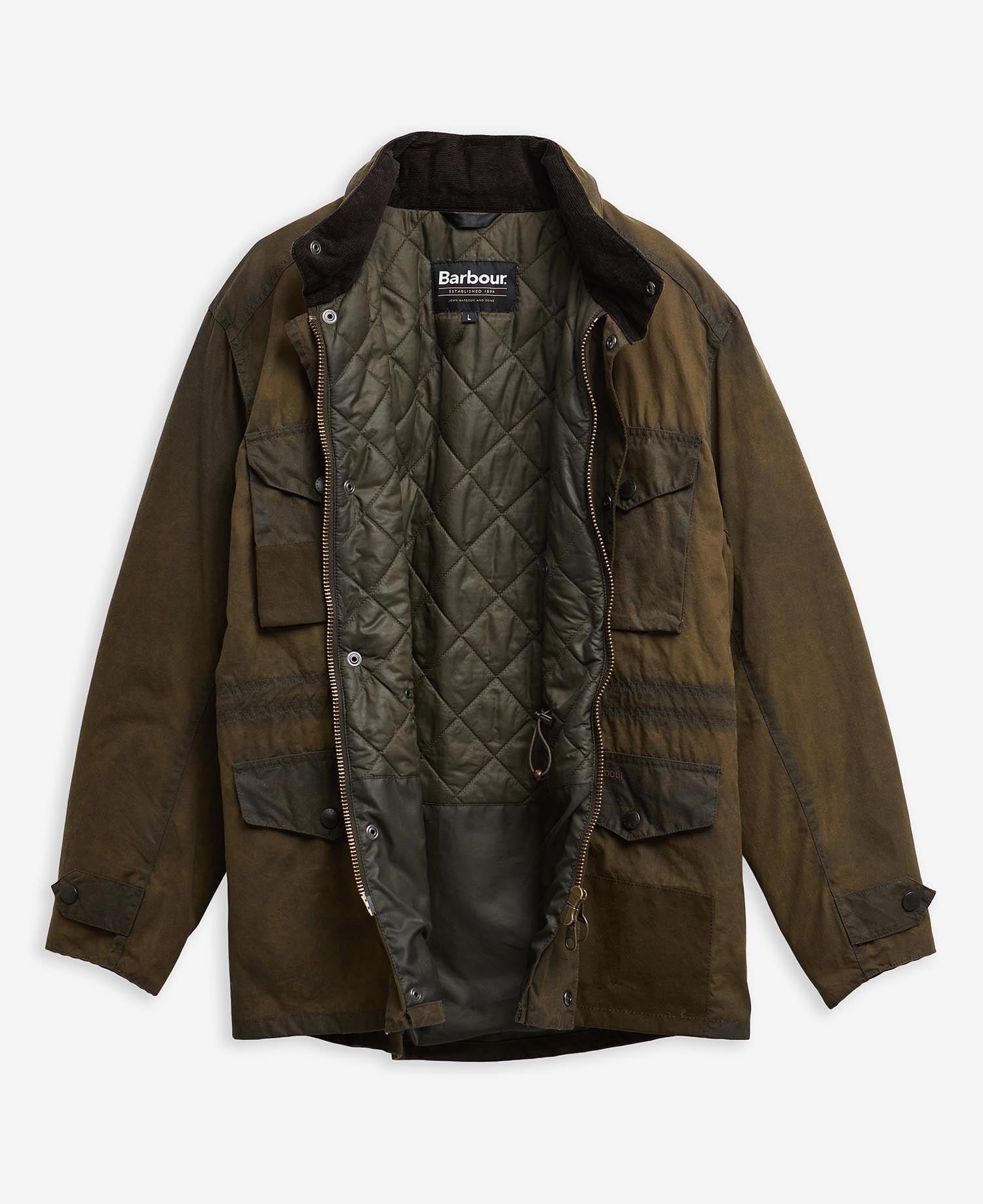 Barbour Re-Loved Sapper Waxed Jacket - Size L Olive