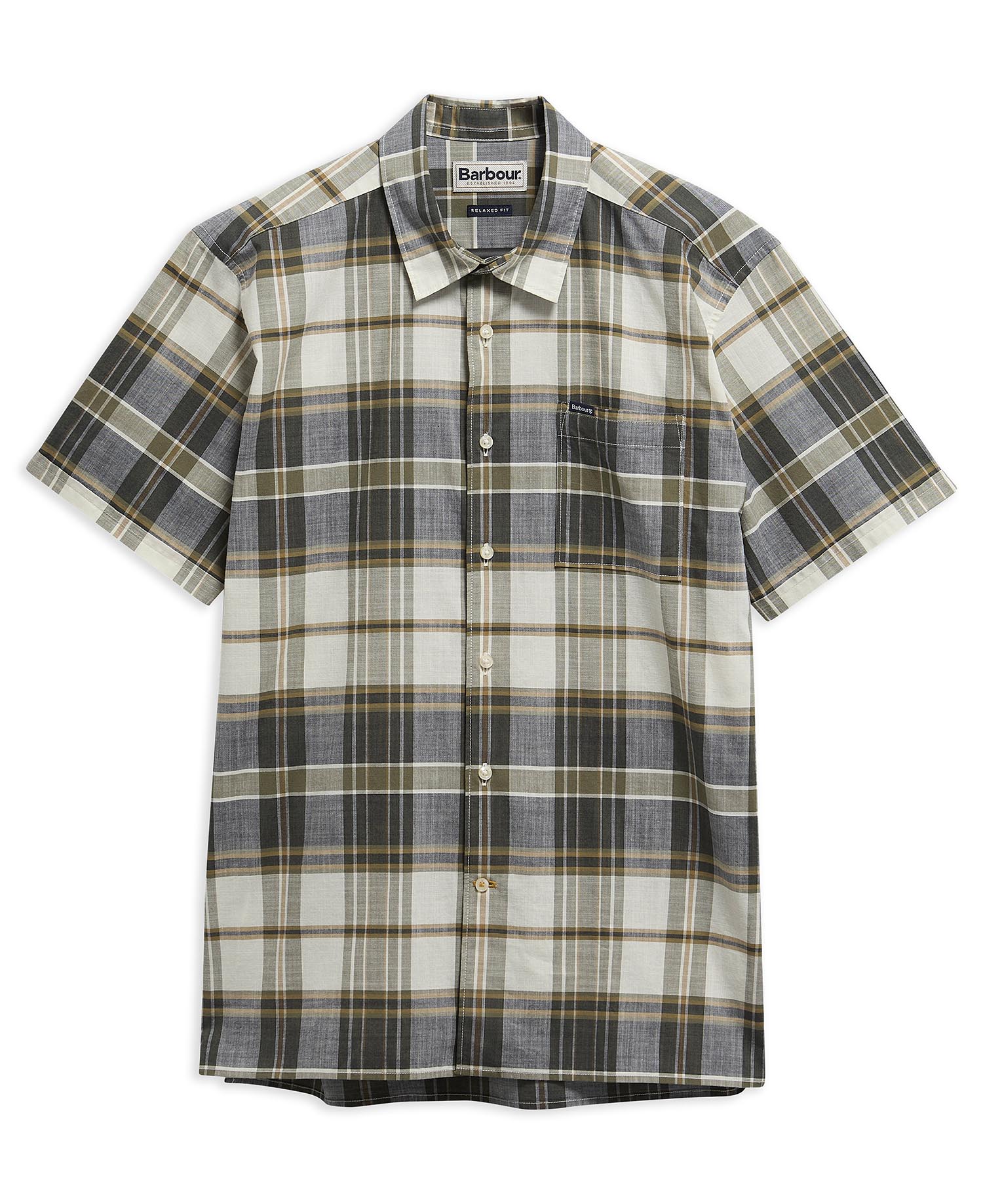 Hemd Grassbeach Check Short-Sleeved Whisper White