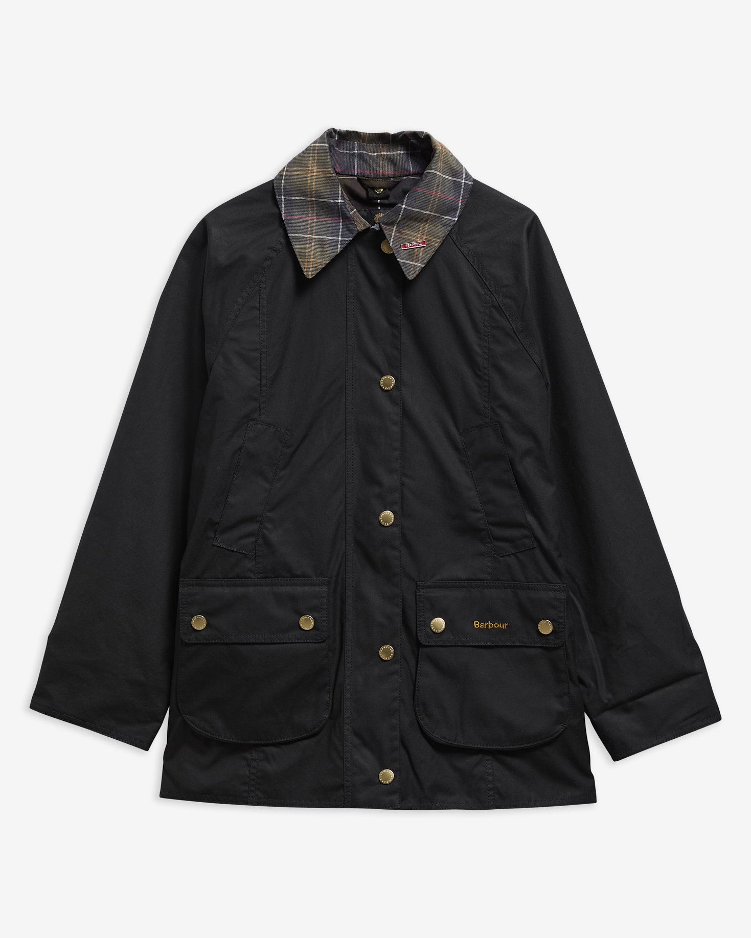 Icons Tartan Collar Modern Beadnell Waxed Jacket Black/Classic