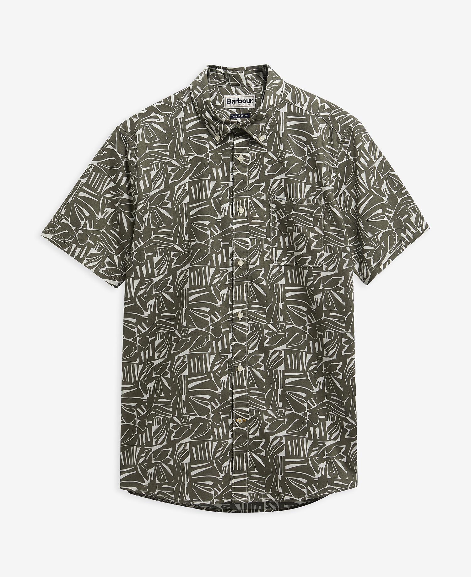 Kurzarmhemd Orton Printed Tailored Olive