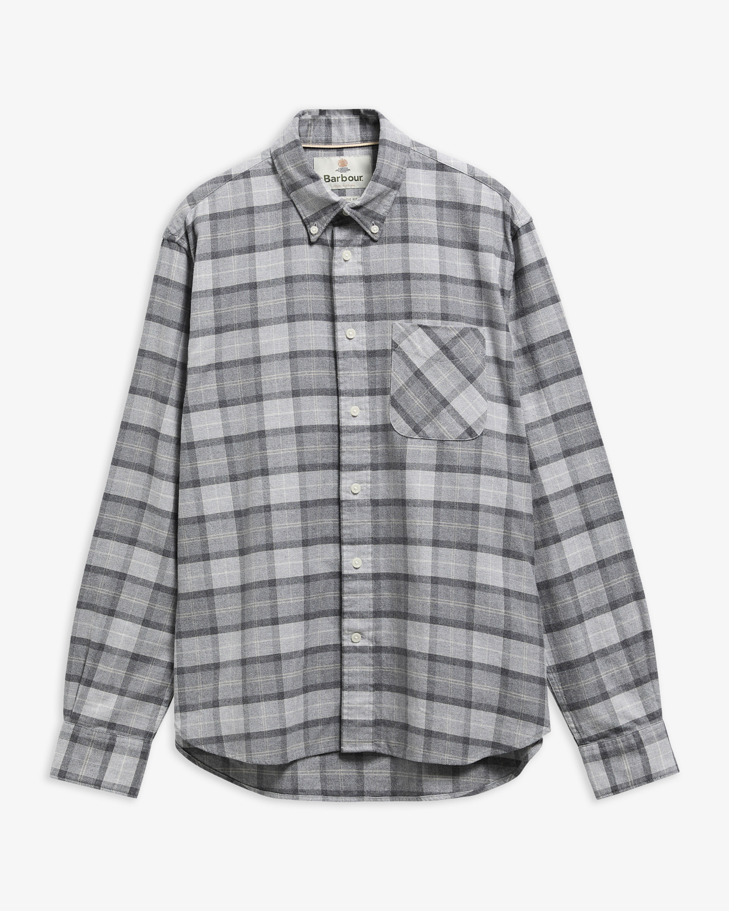 Mineral Tartan Authentic-Fit Long-Sleeved Shirt Ice Granite