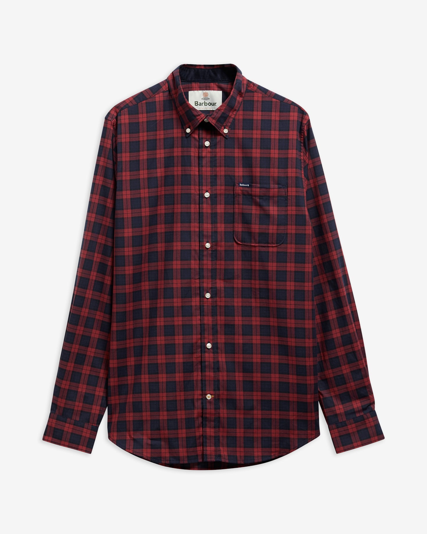 Windsor Tailored Checked Long-Sleeved Shirt Red