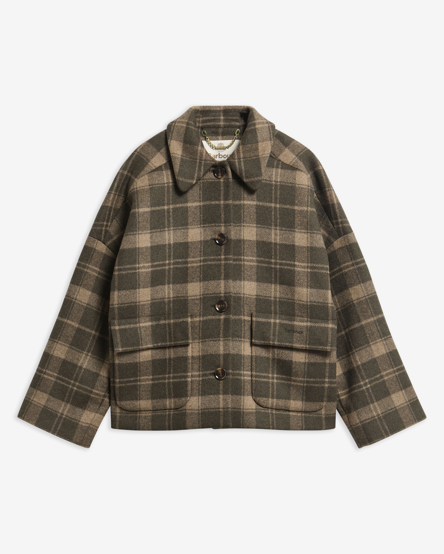 Myla Checked Wool Coat Olive/Biscuit Check