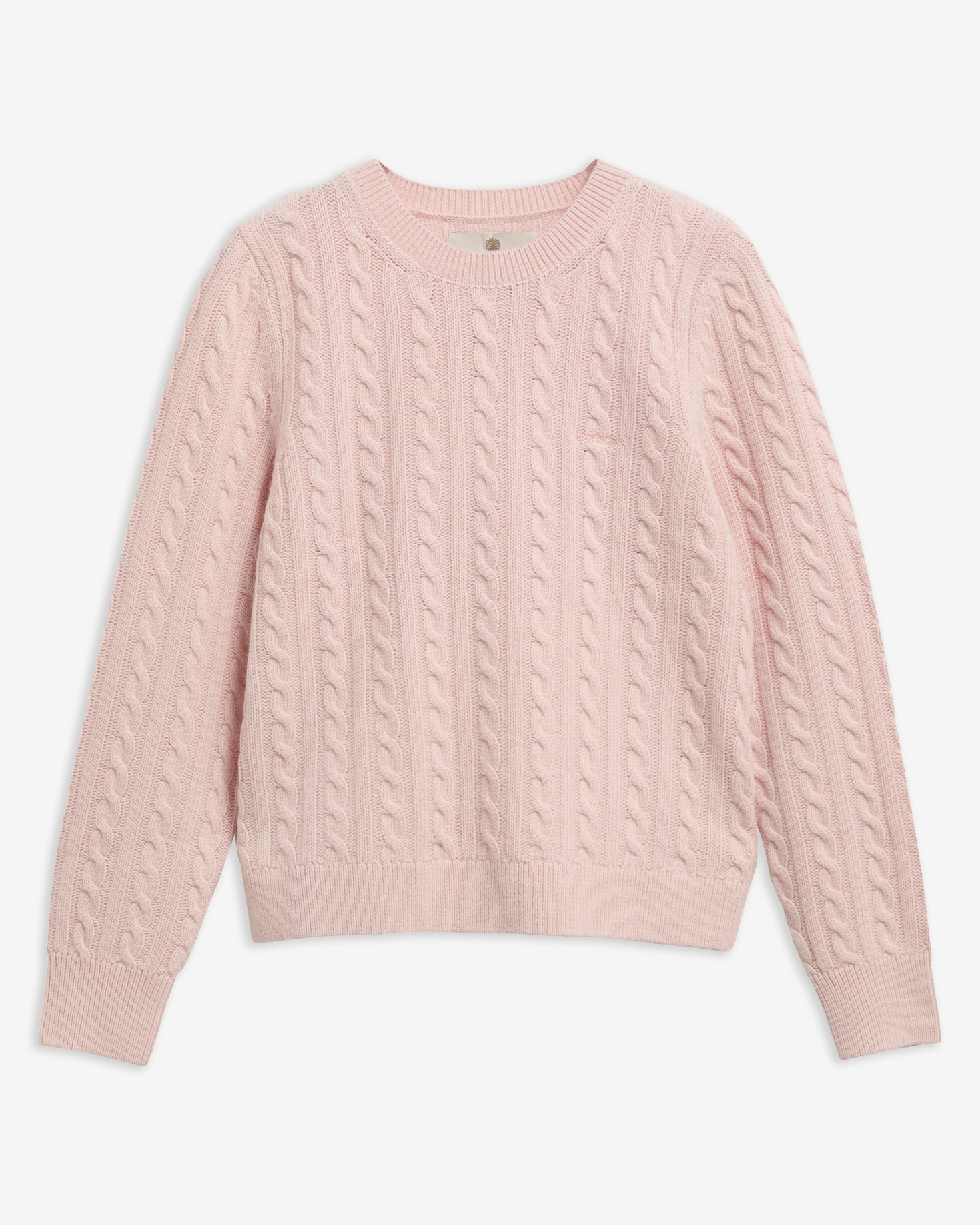 Ashdown Relaxed Wool-Blend Cable-Knit Jumper Pink Blush