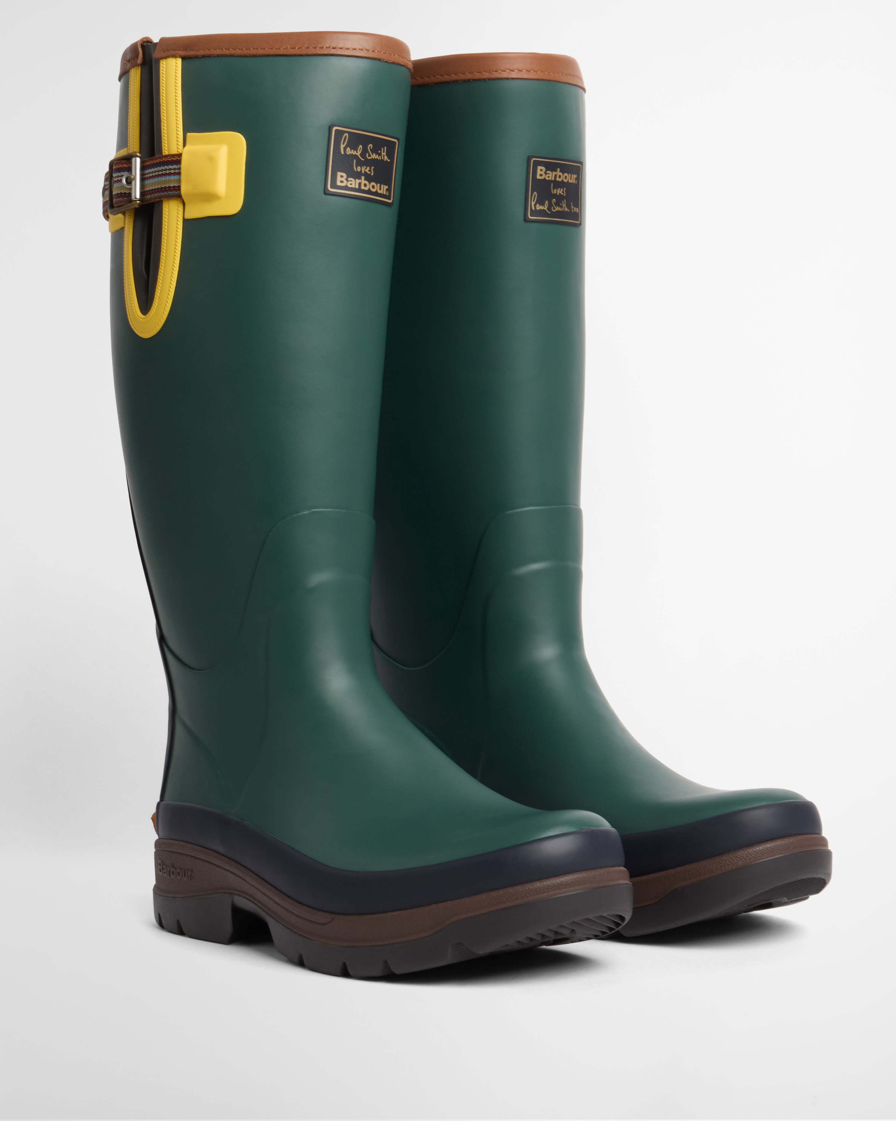 Stivali in gomma da uomo Paul Smith Loves Barbour Bottle Green