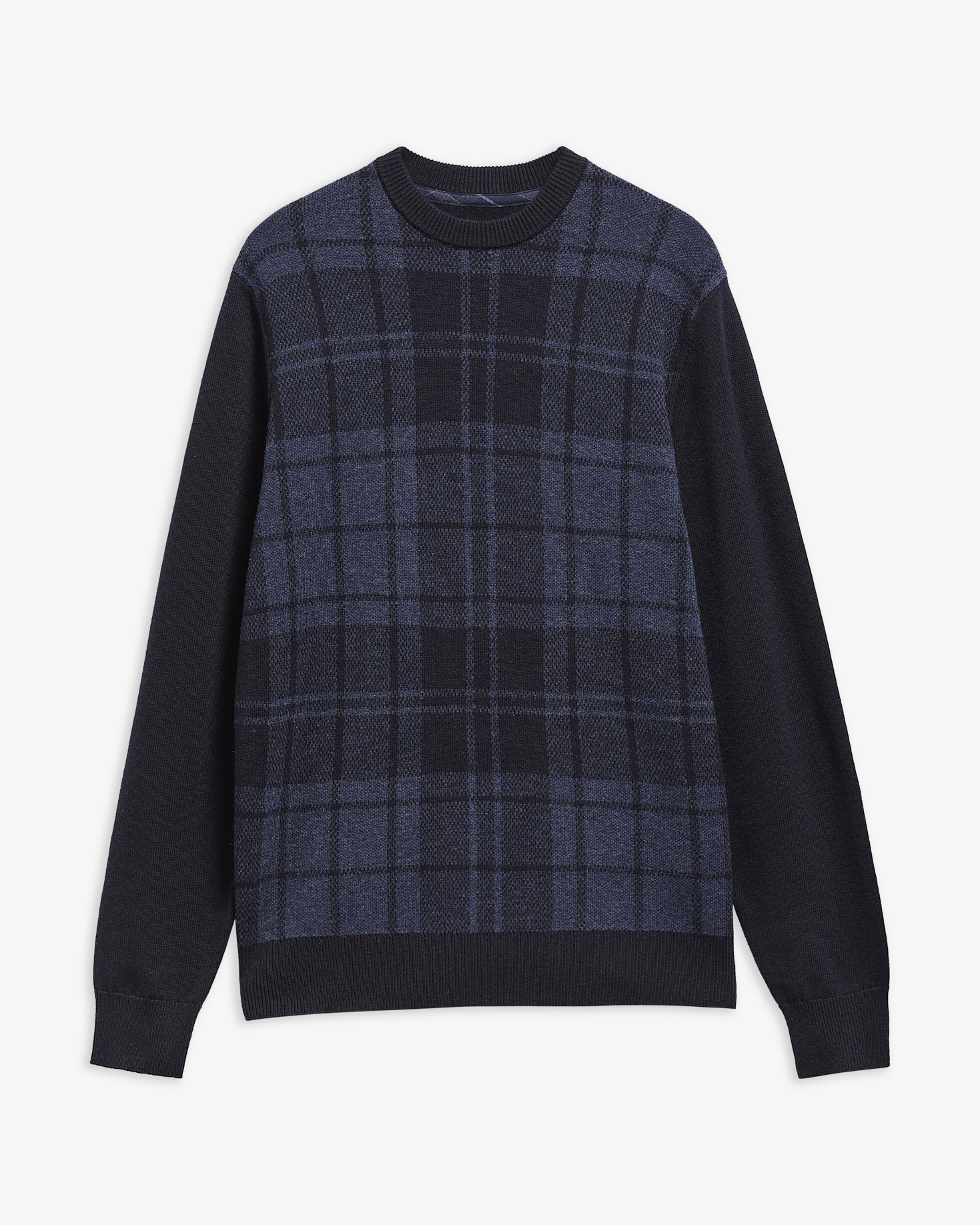 Barbour Pullover Mineral Tartan Rundhalsausschnitt Navy