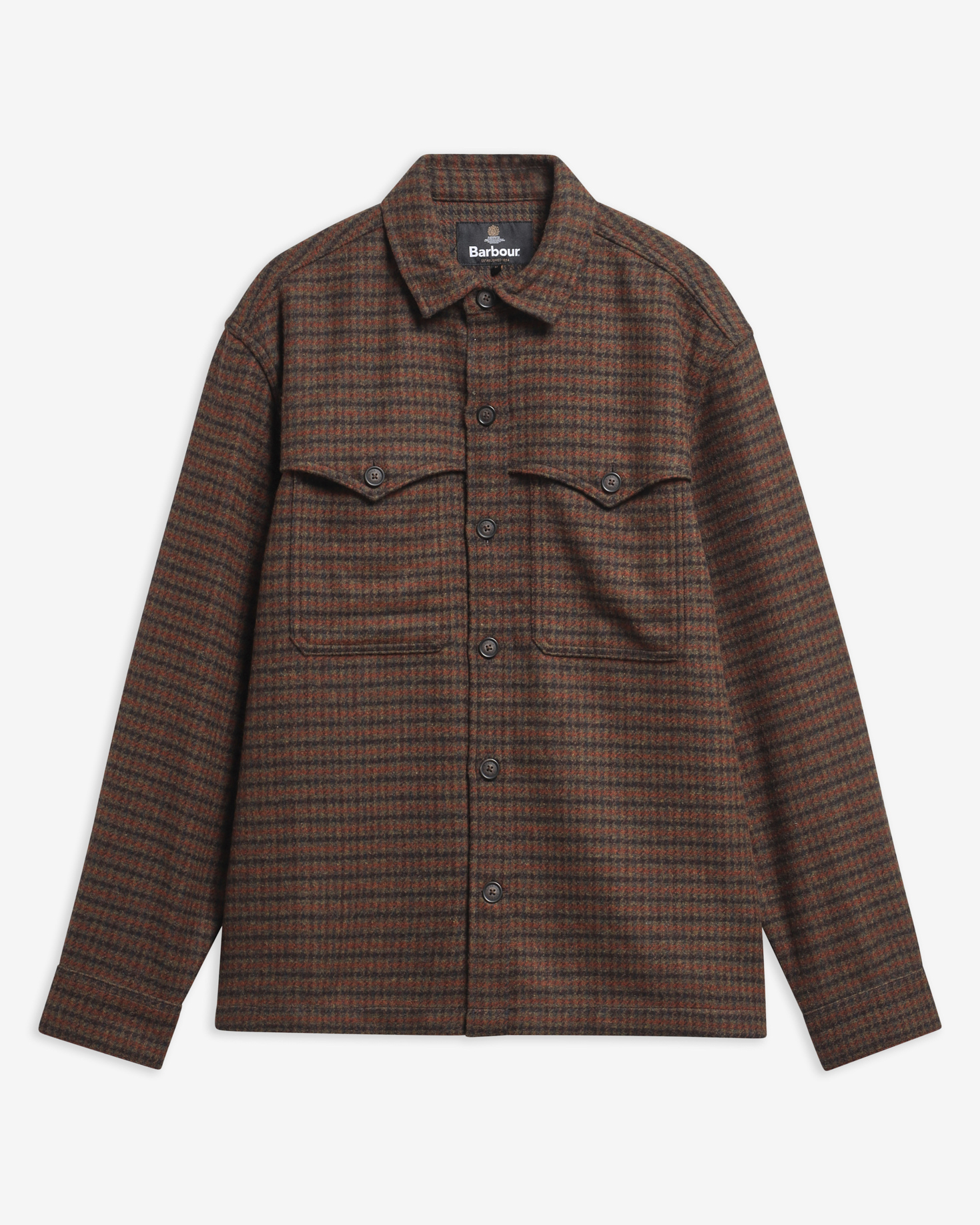 Hatfield Oversized Houndstooth Overshirt Chesnut