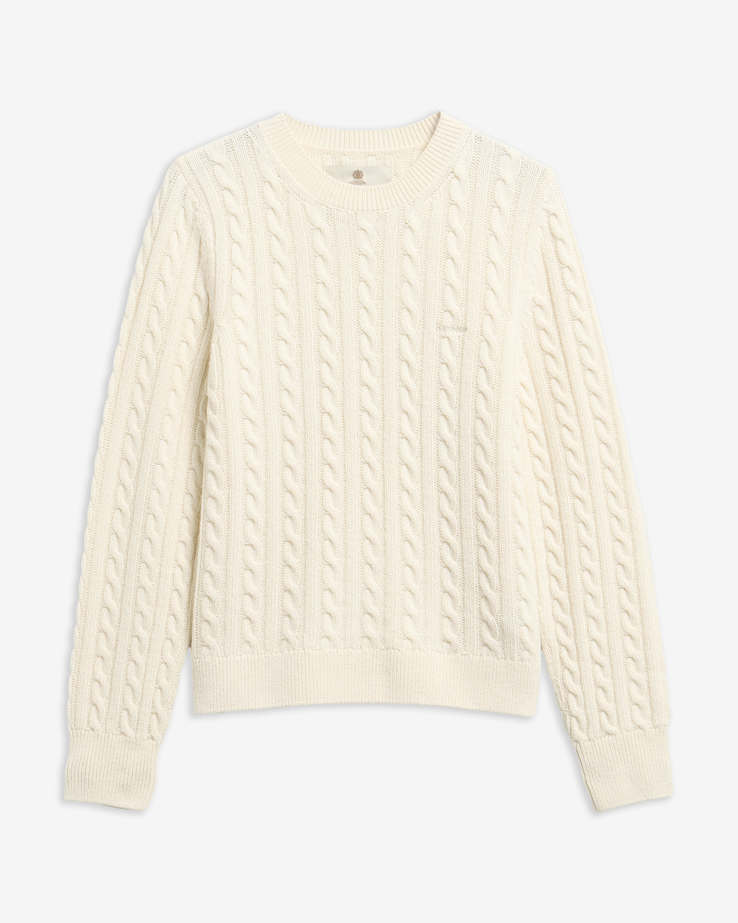 Barbour Pullover Ashdown Relaxed Cable-Knit aus Woll-Mix Ecru