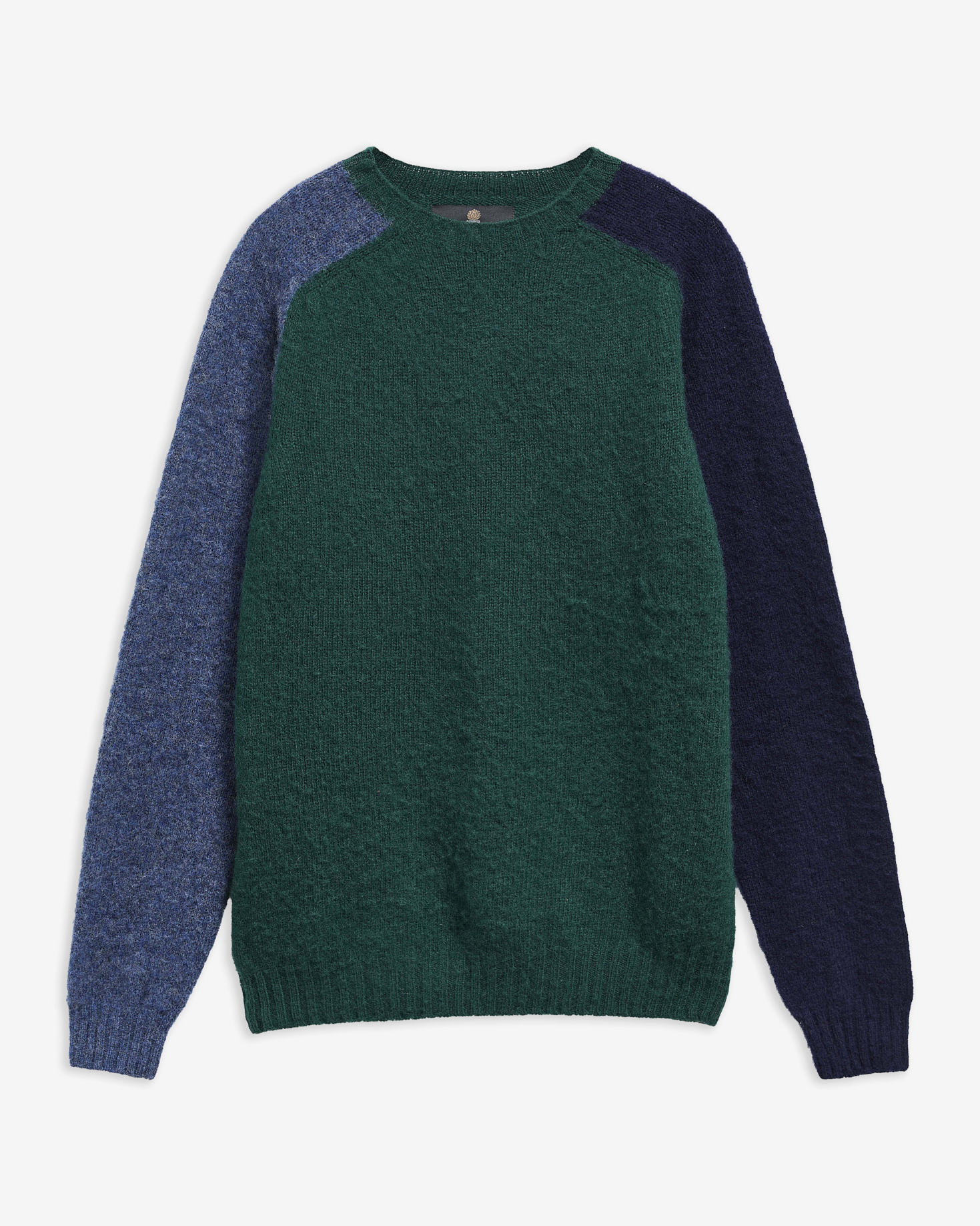 Maglione girocollo in lana con blocchi di colore Made in Scotland Evergreen