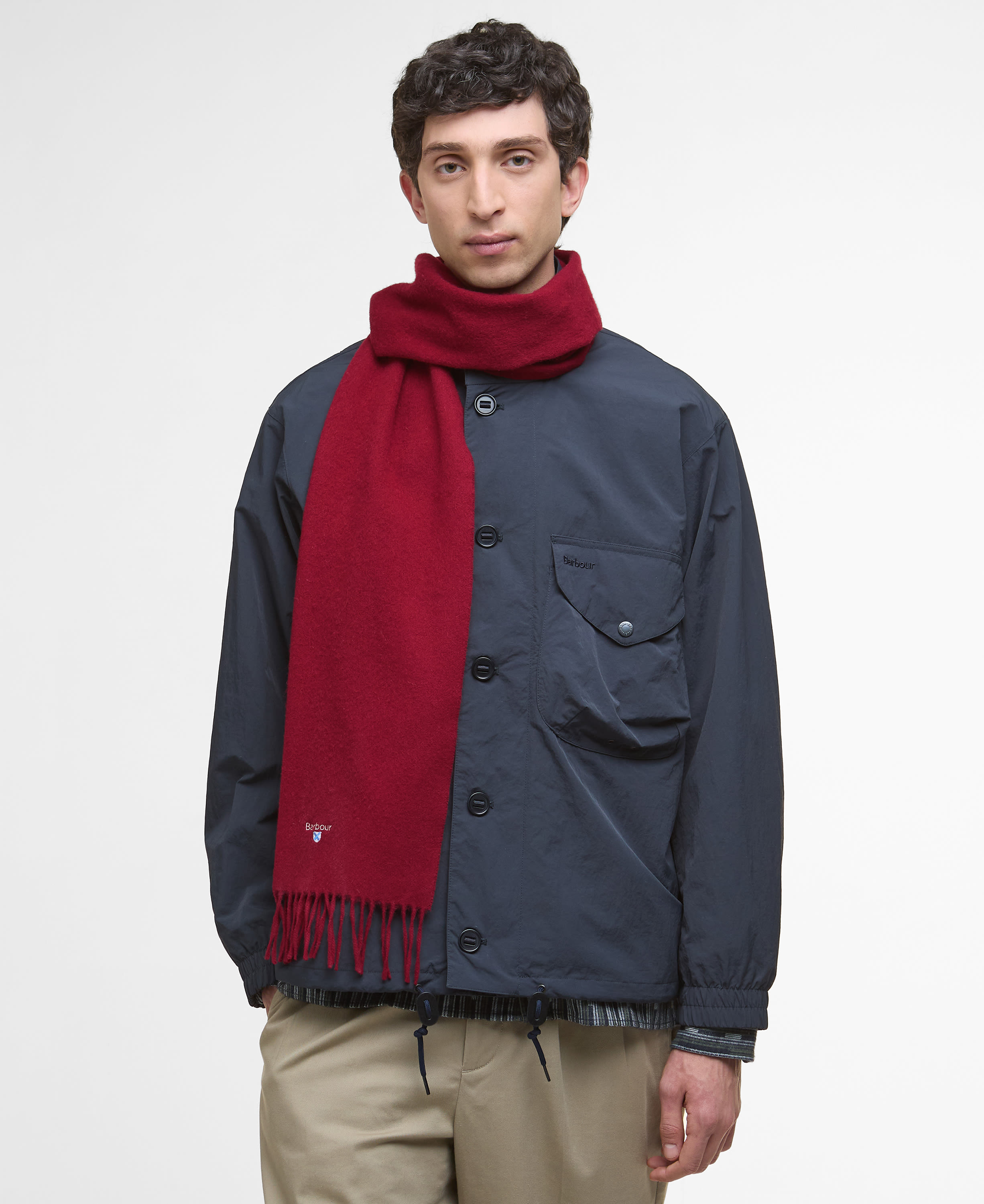 Plain Lambswool Scarf Biking Red