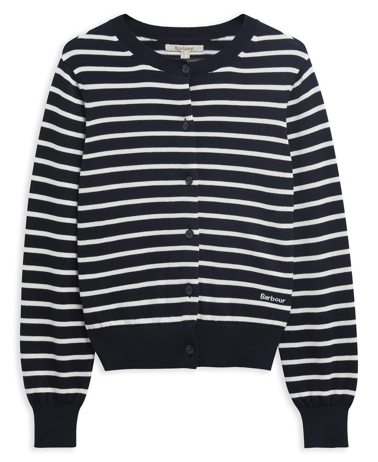 Baiton Striped Cardigan Dark Navy Stripe
