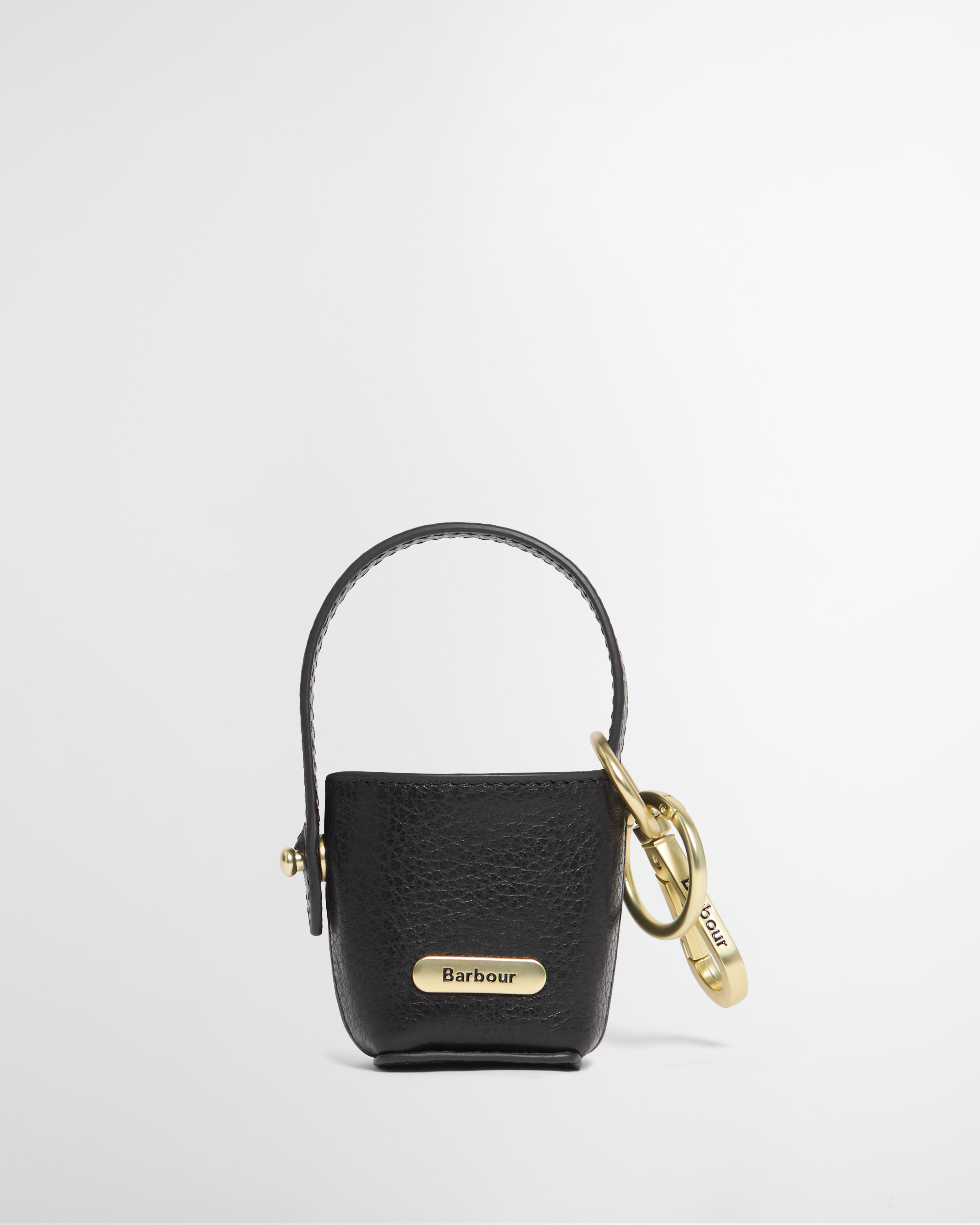 Ciondolo in pelle a forma di borsa a secchiello Black