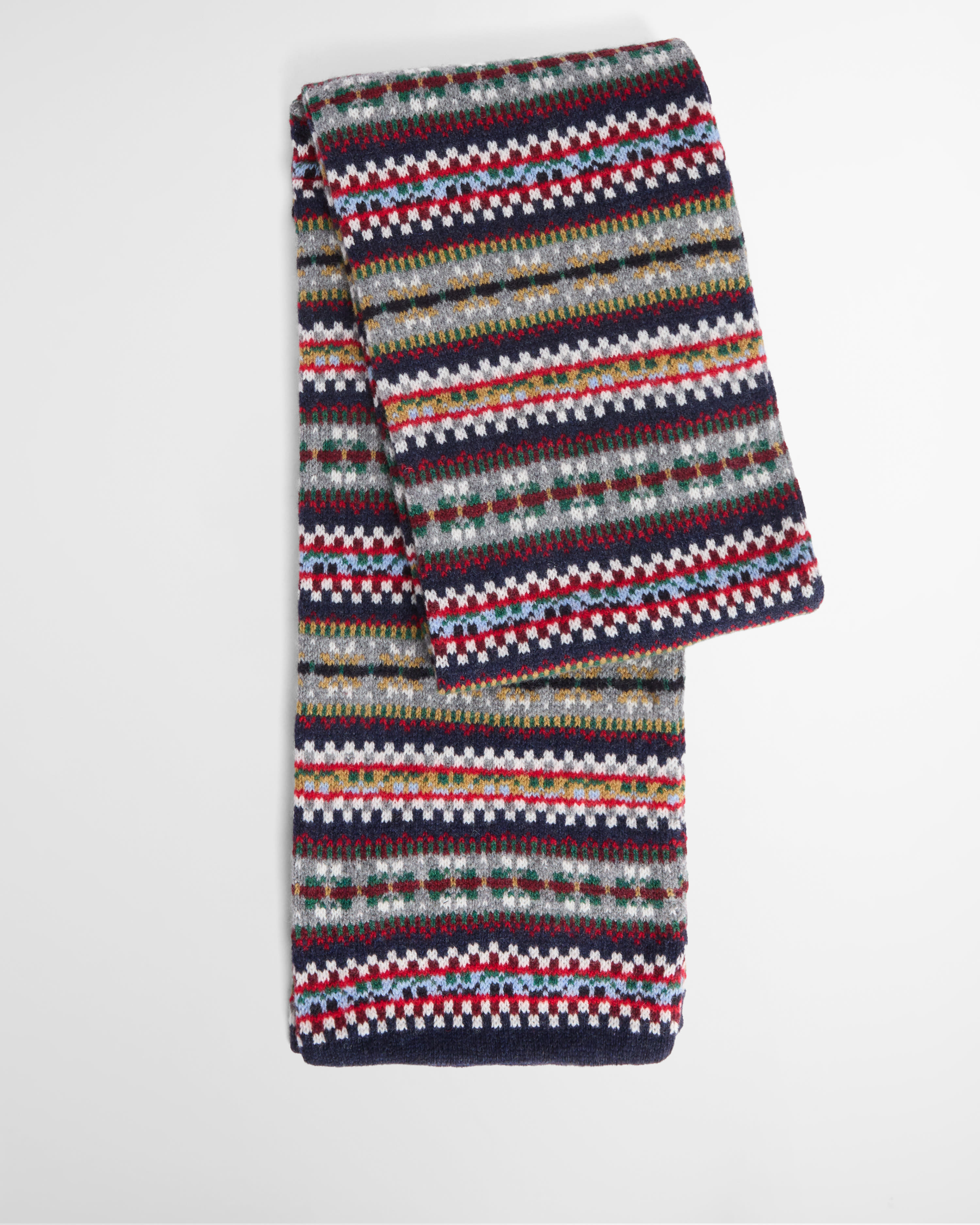 Fair Isle Made in Scotland Scarf Navy