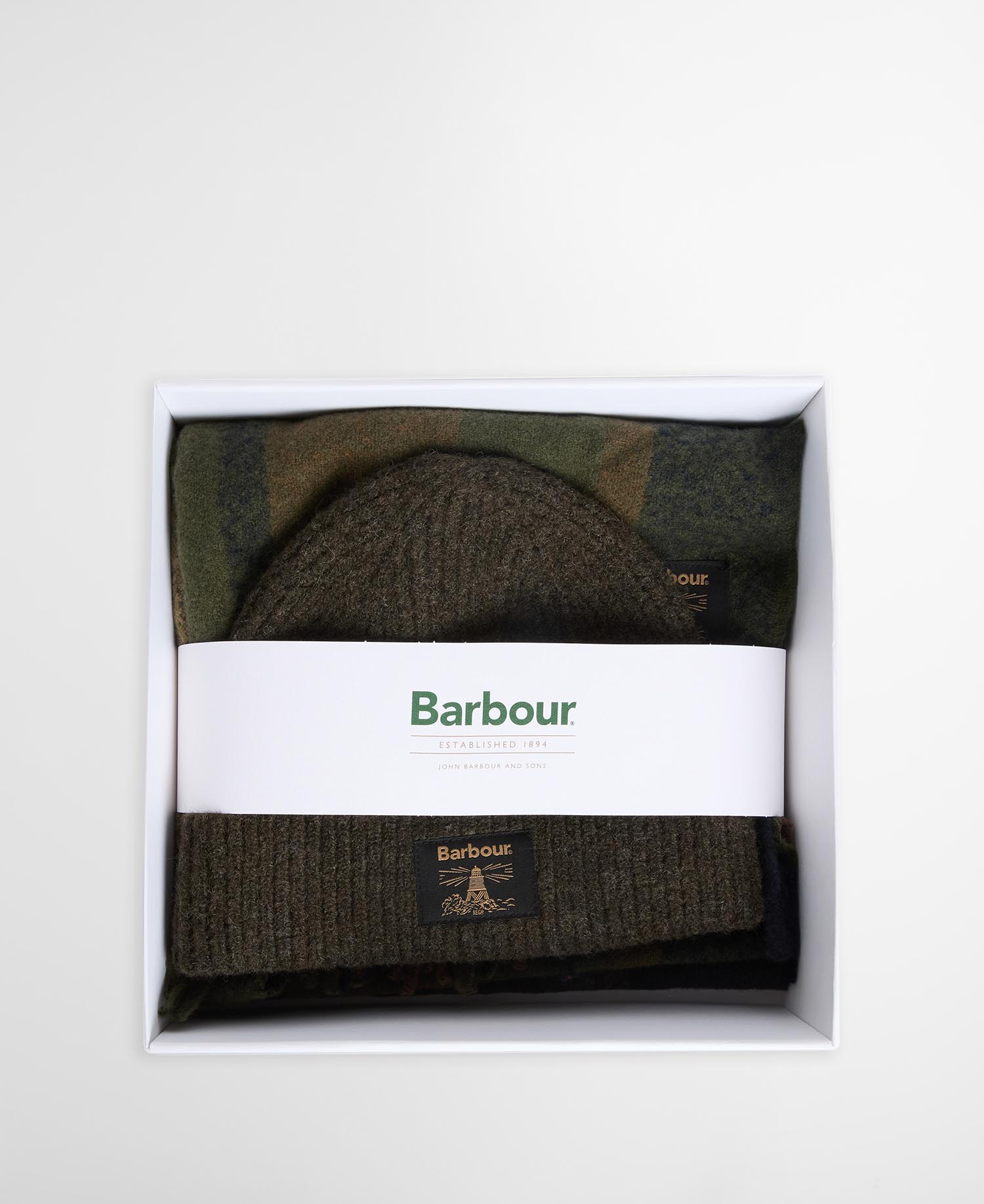 Set regalo con berretto e sciarpa Westerdale Olive/Navy