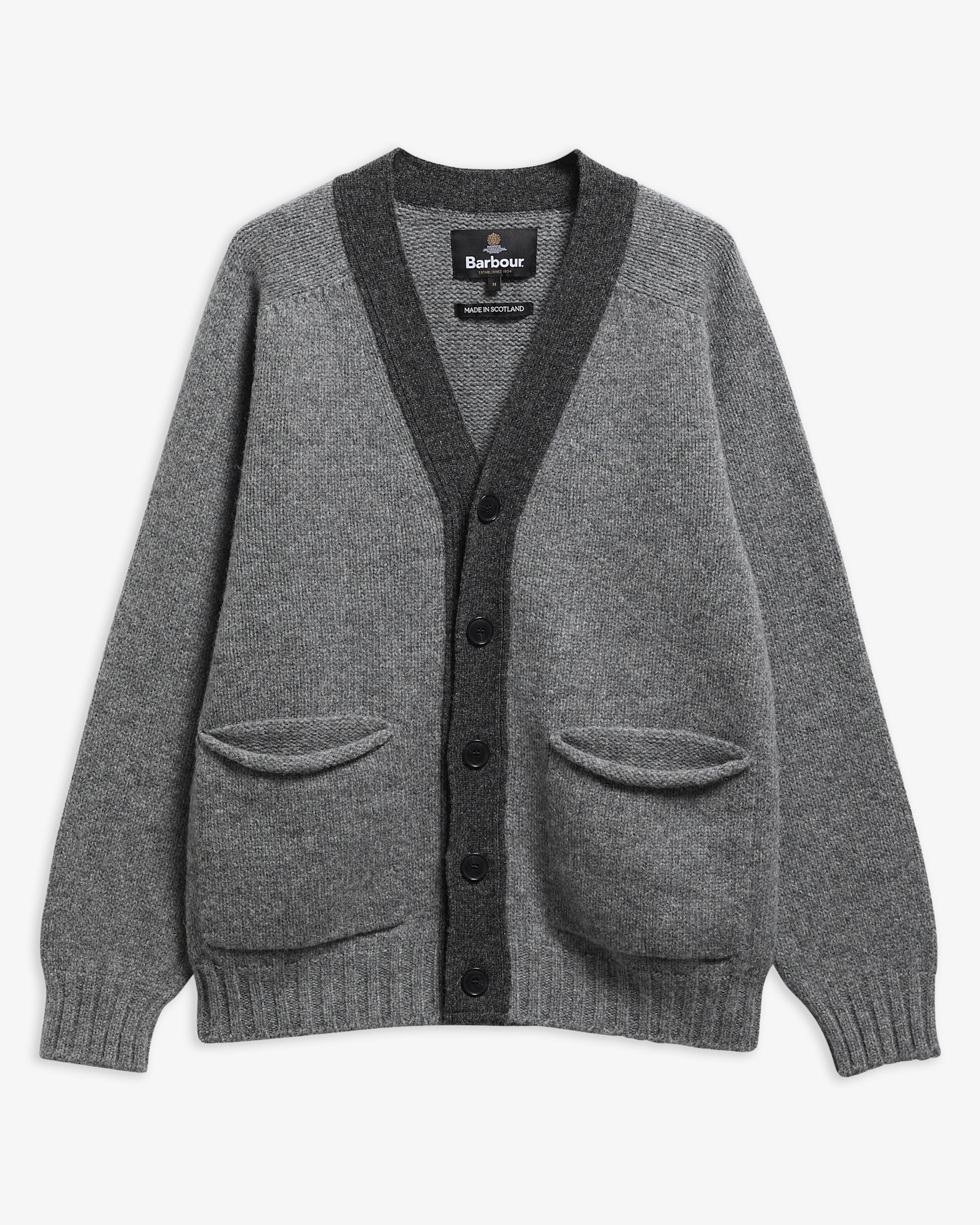 Made in Scotland Wool Cardigan Grey Marl