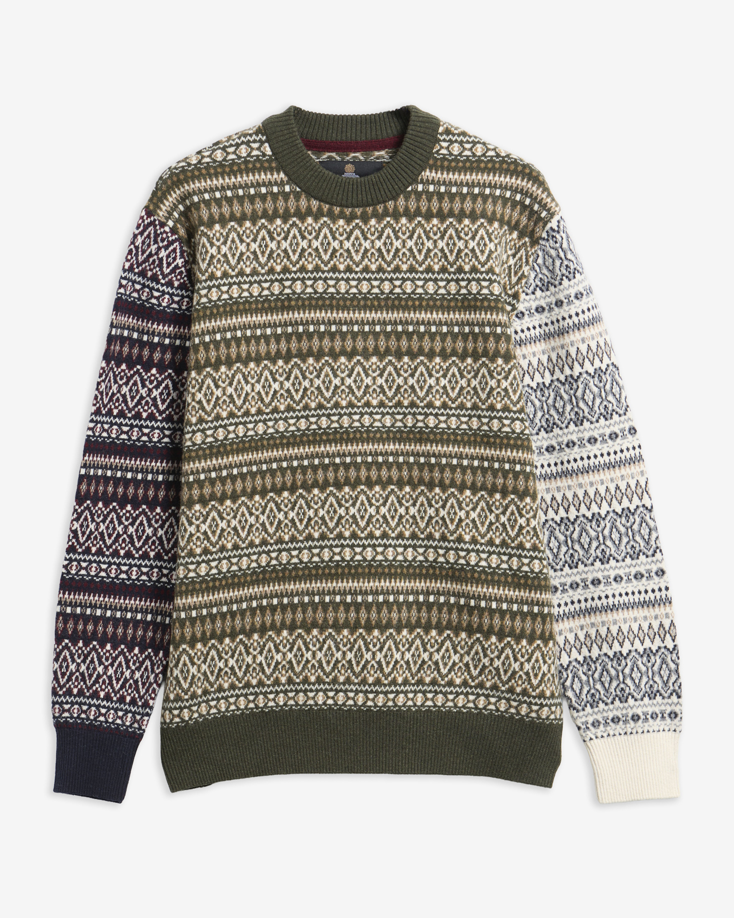Barbour Pullover Hardale Patchwork Rundhalsausschnitt Olive